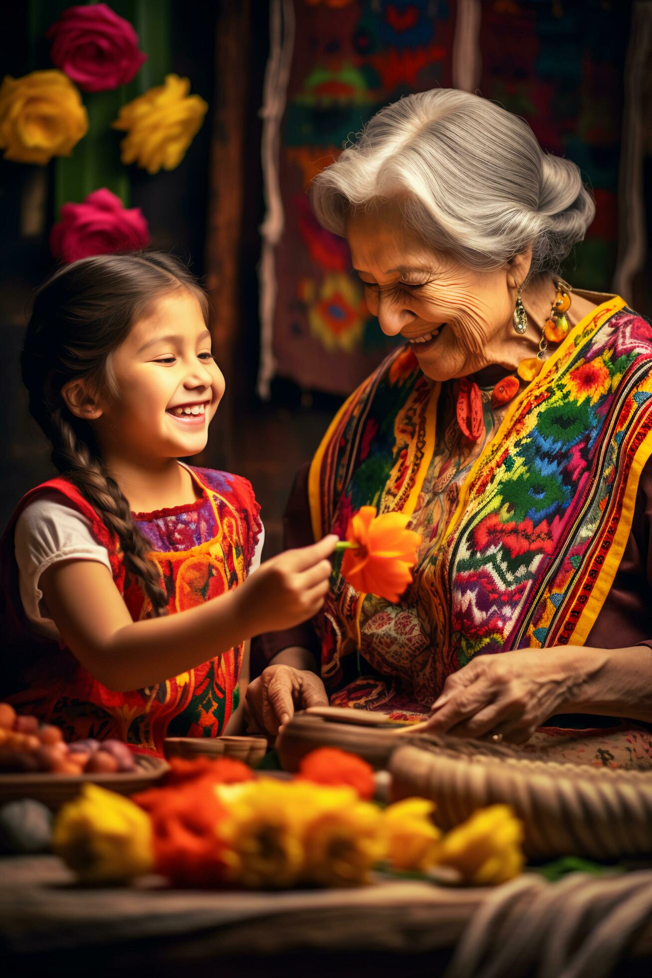 Hispanic Heritage Festivity with a Close-Knit Family – AI generated Stock Free