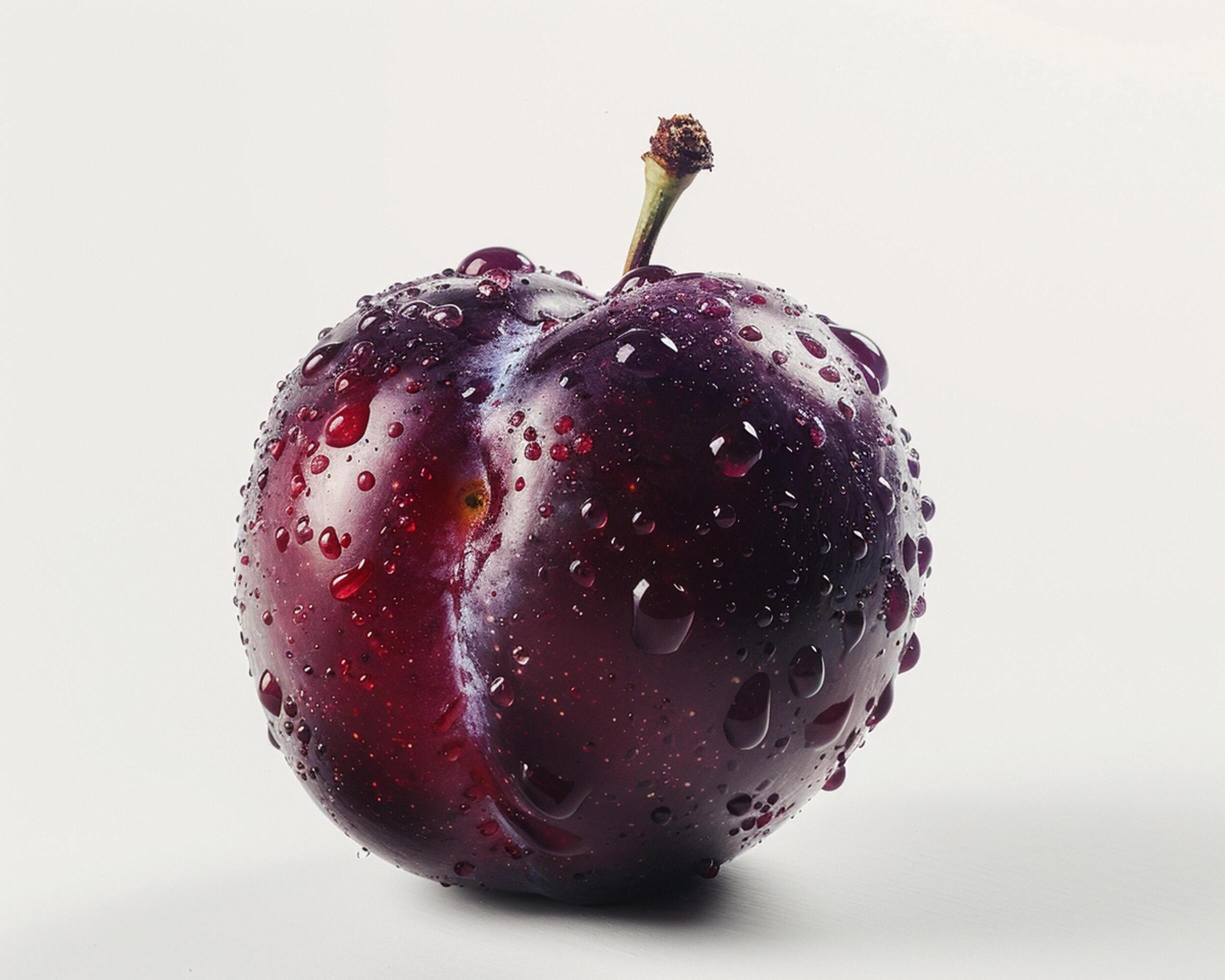 a purple fruit with water droplets Stock Free