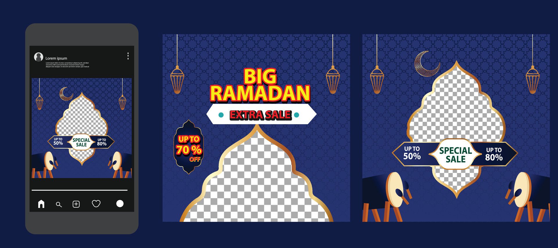 Ramadan Kareem Background, greeting banner Ramadan Islamic ornament background design template Free Vector