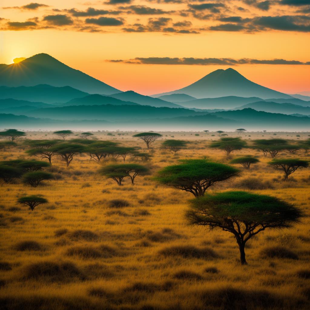 Savana africana com montanhas by @ai_generated