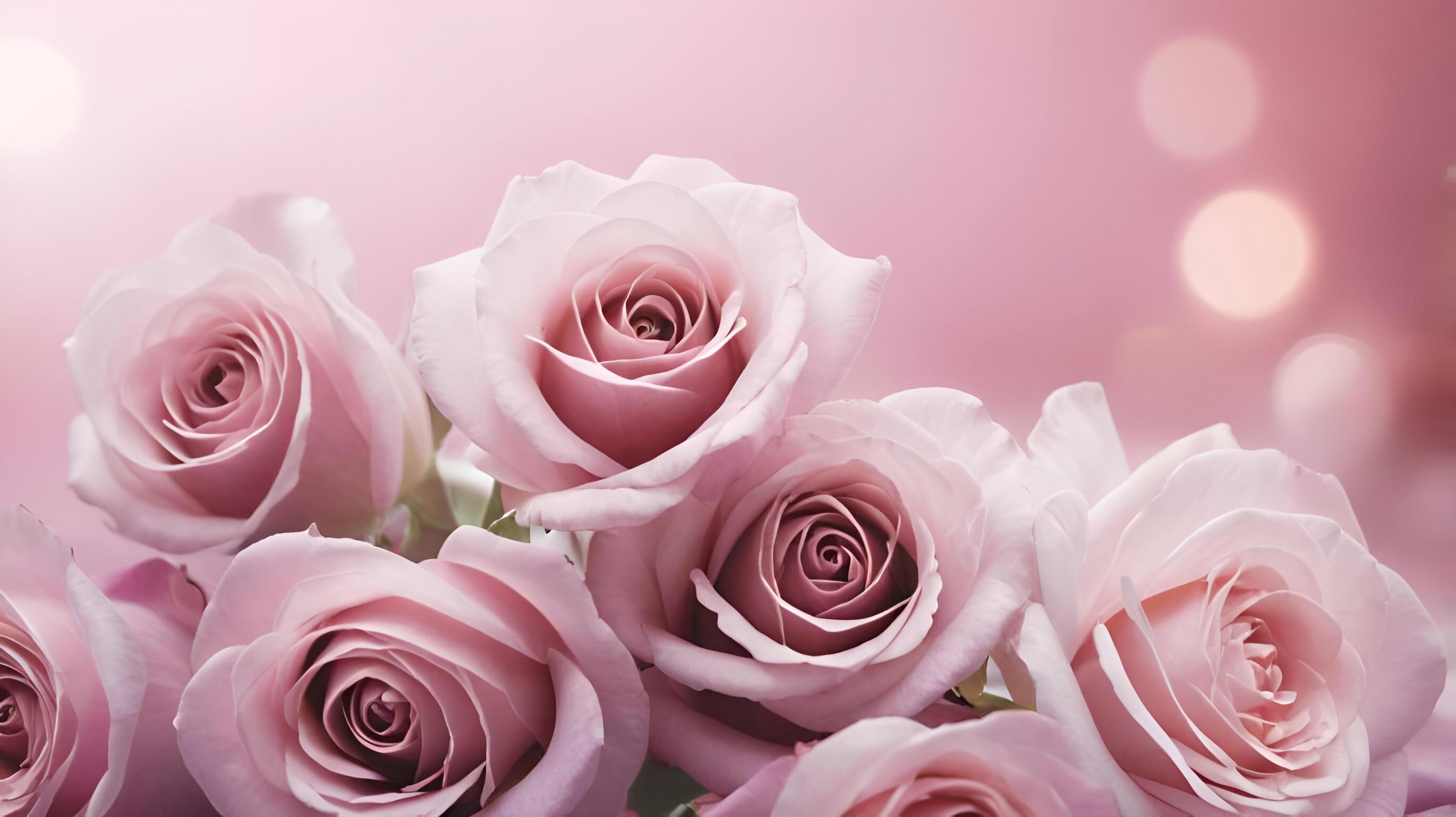 pink roses are shown in a photo with a pink background Stock Free