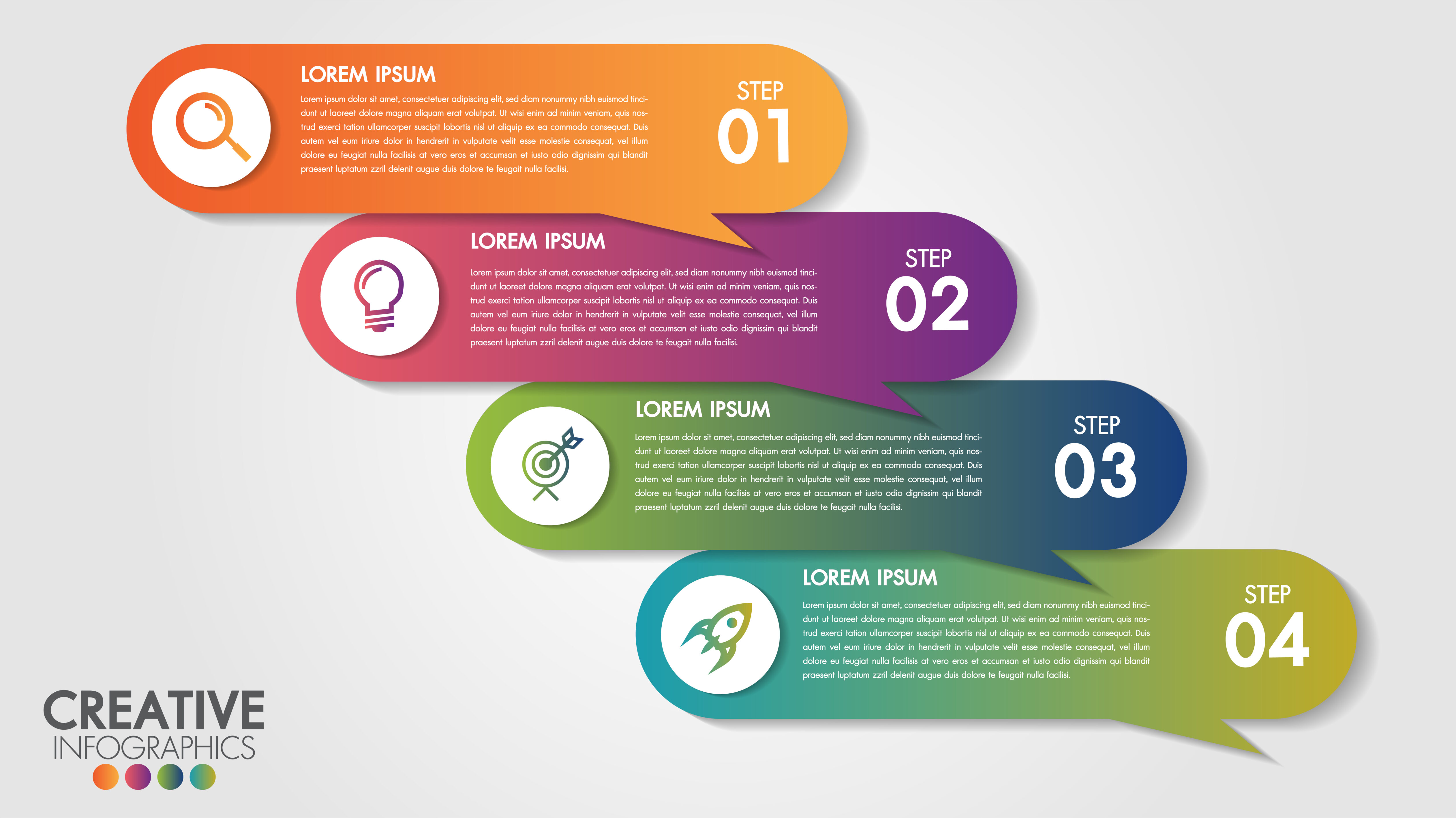 Infographics template 4 step business banner design Free Vector