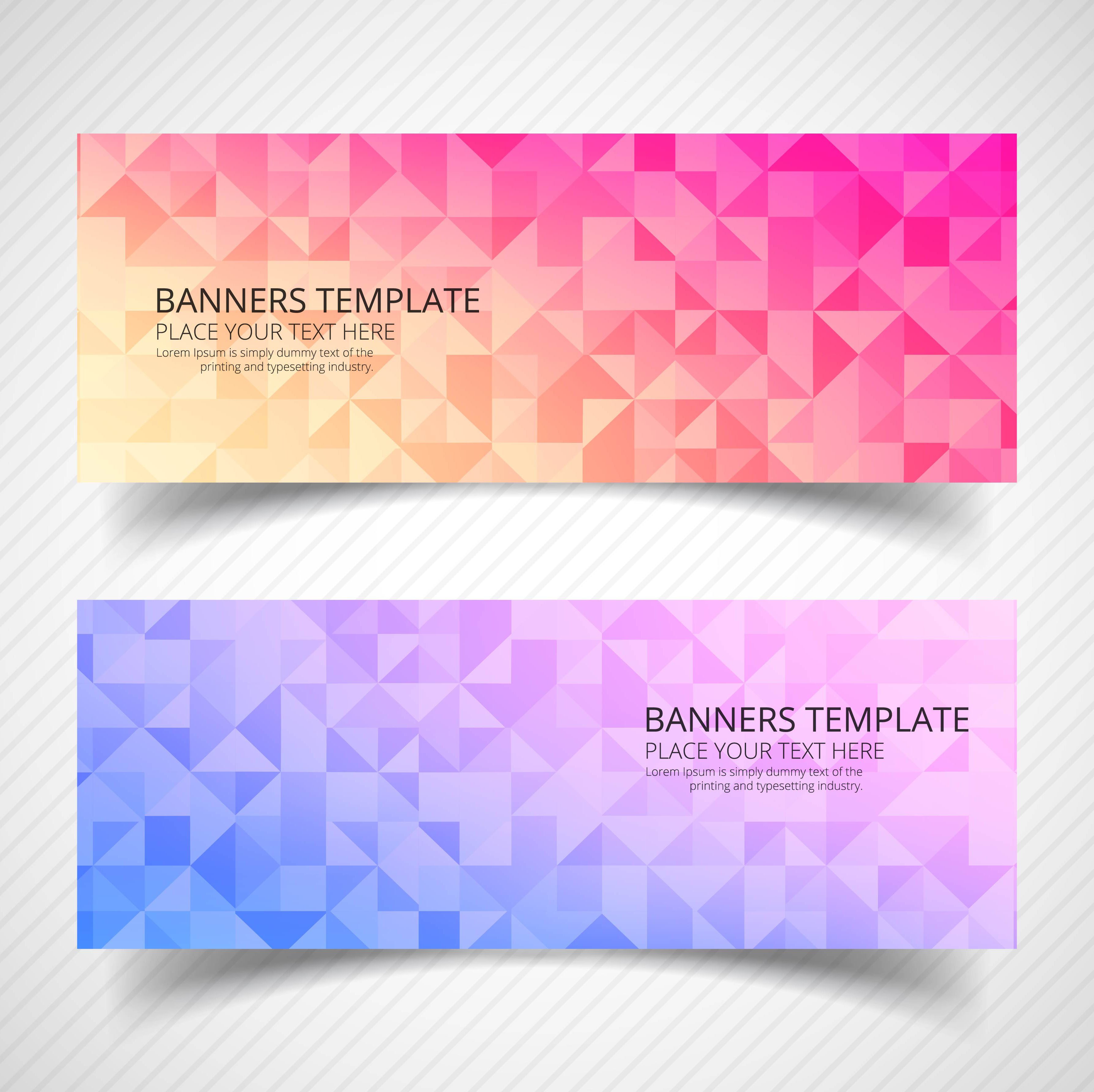 Abstract colorful geometric banners set template header design Free Vector