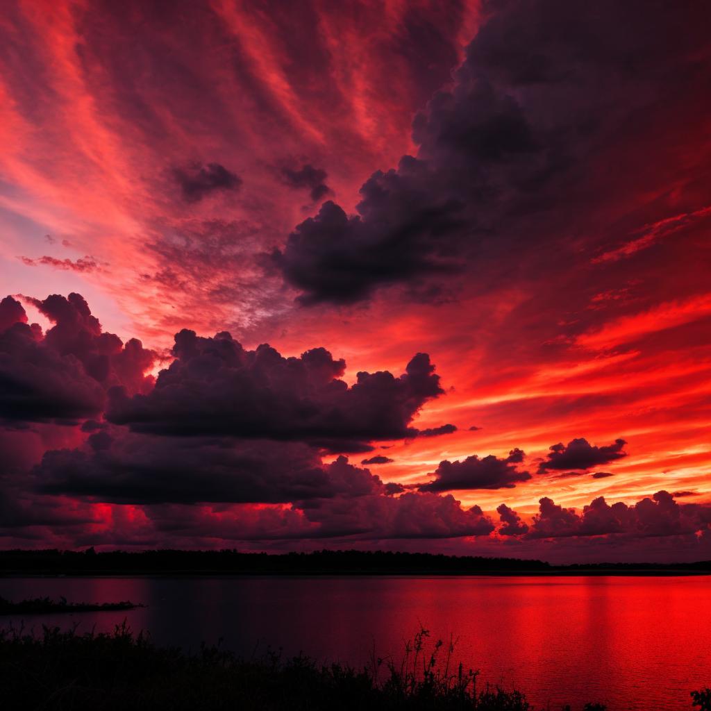 Black clouds red sky by @ai_generated