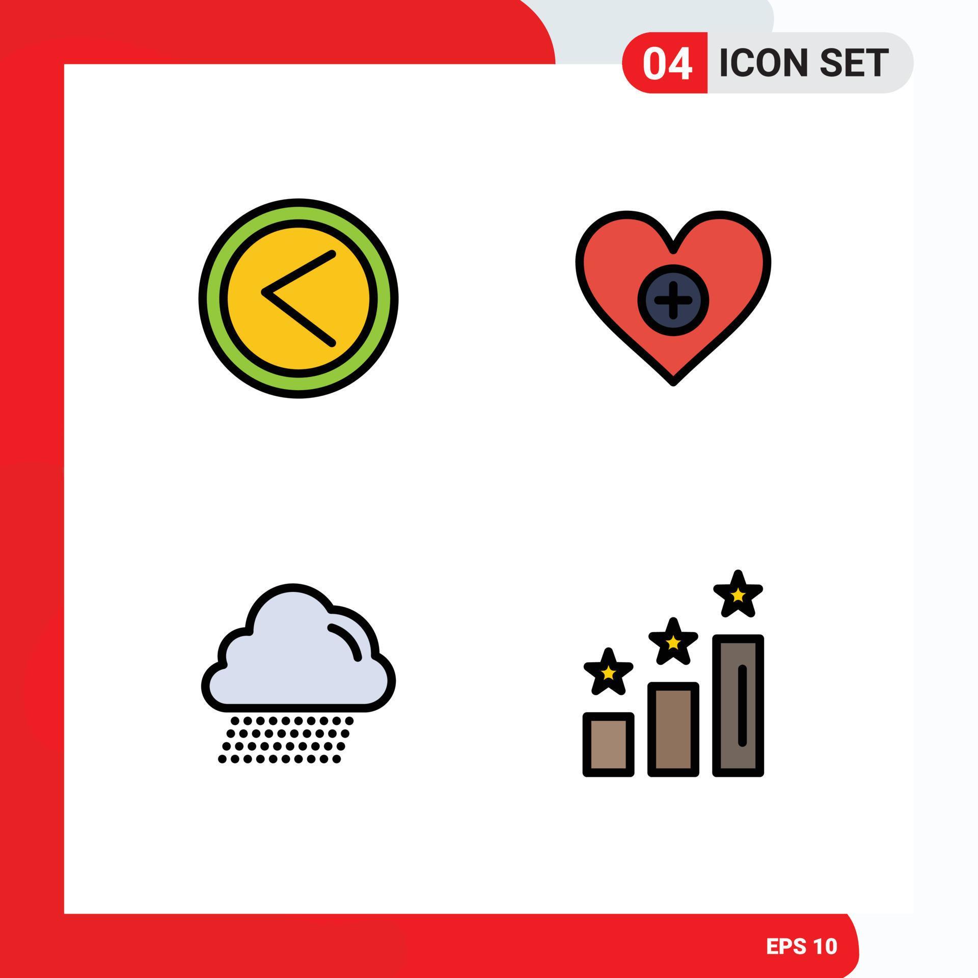 Group of 4 Modern Filledline Flat Colors Set for arrow rain user heart achievements Editable Vector Design Elements Stock Free