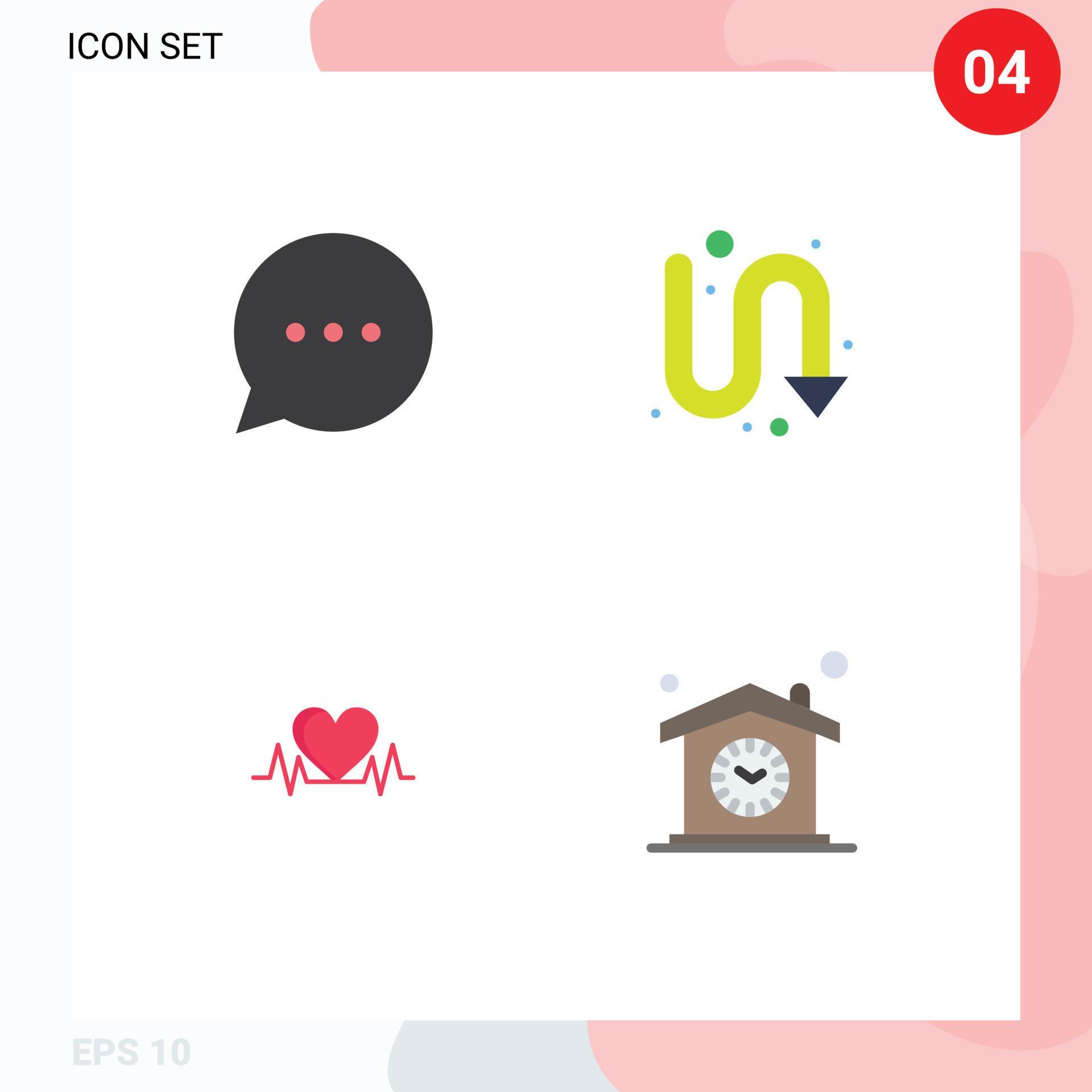 Modern Set of 4 Flat Icons and symbols such as bubble heart arrows turning home Editable Vector Design Elements Stock Free