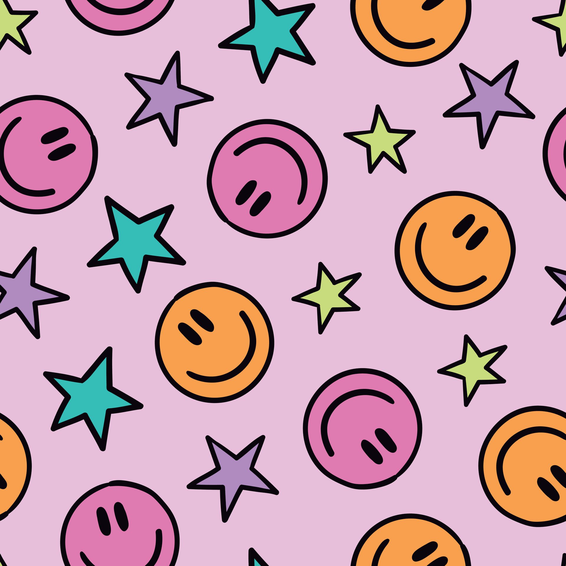 Retro Smile Pattern Happy Face Background Groovy Smiley Face Seamless Pattern Free Vector