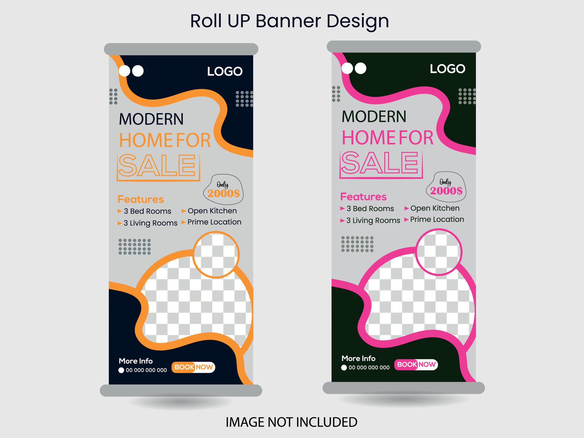 Real Estate Roll Up Banner Template For Home sell Free Vector