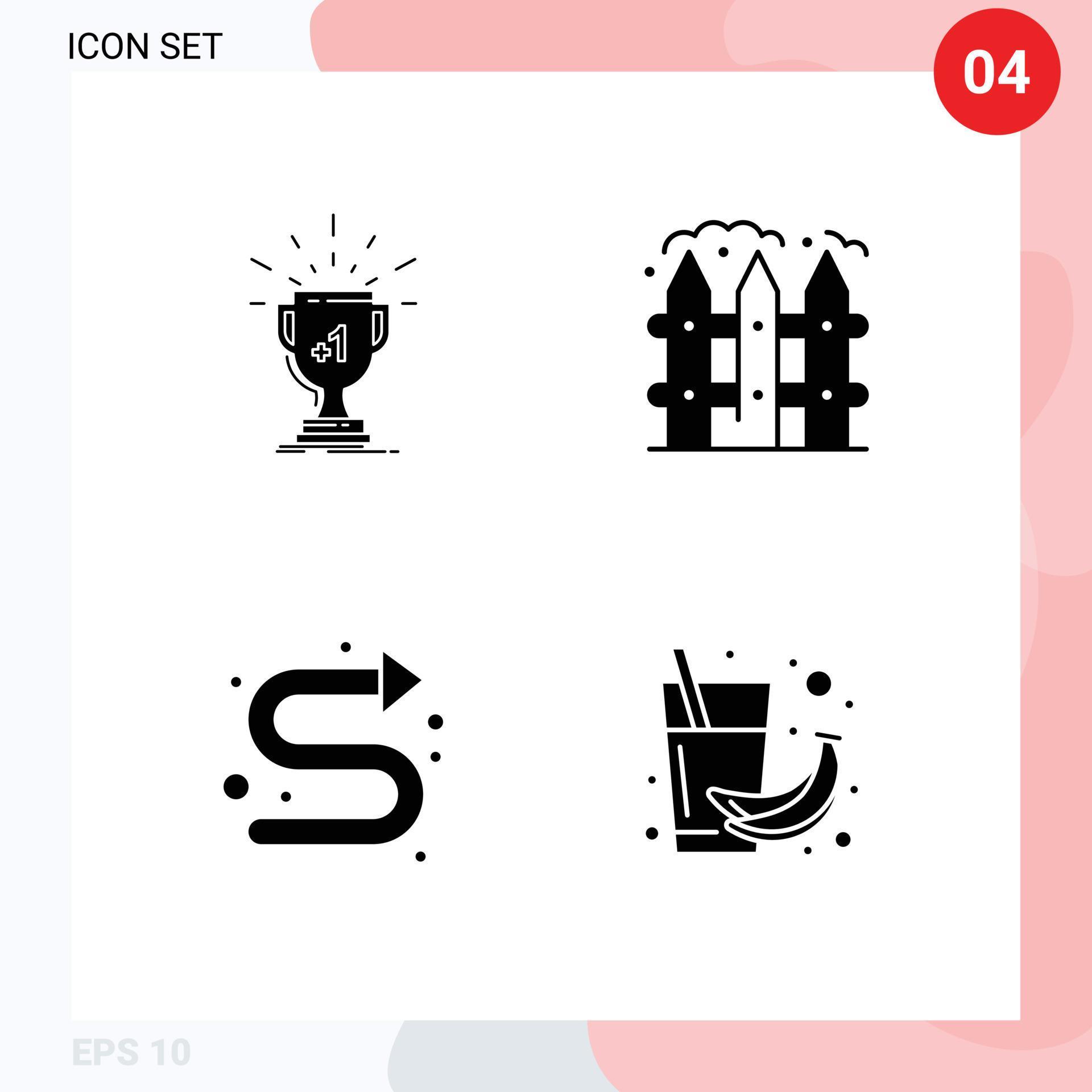 4 Universal Solid Glyphs Set for Web and Mobile Applications award arrows prize farming indicator Editable Vector Design Elements Stock Free