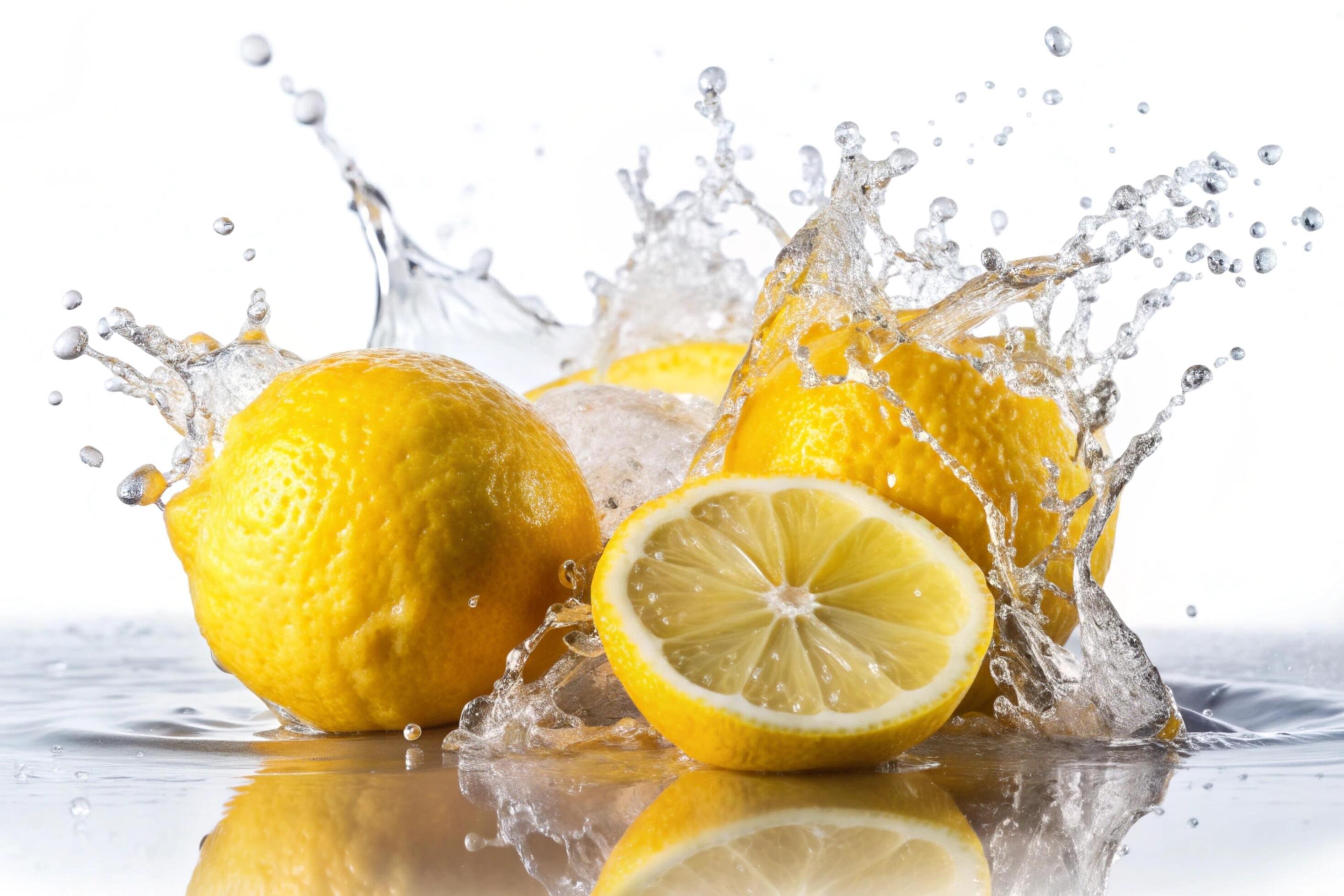 Lemon splashes on white background Stock Free