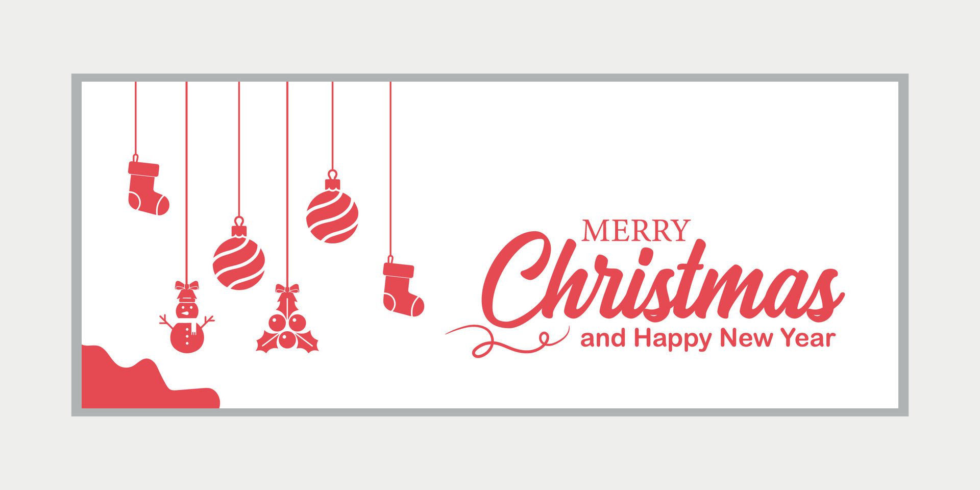 merry christmas banner set and happy new year banner, social media cover and web banner,Merry Christmas design for greeting card, Free Vector