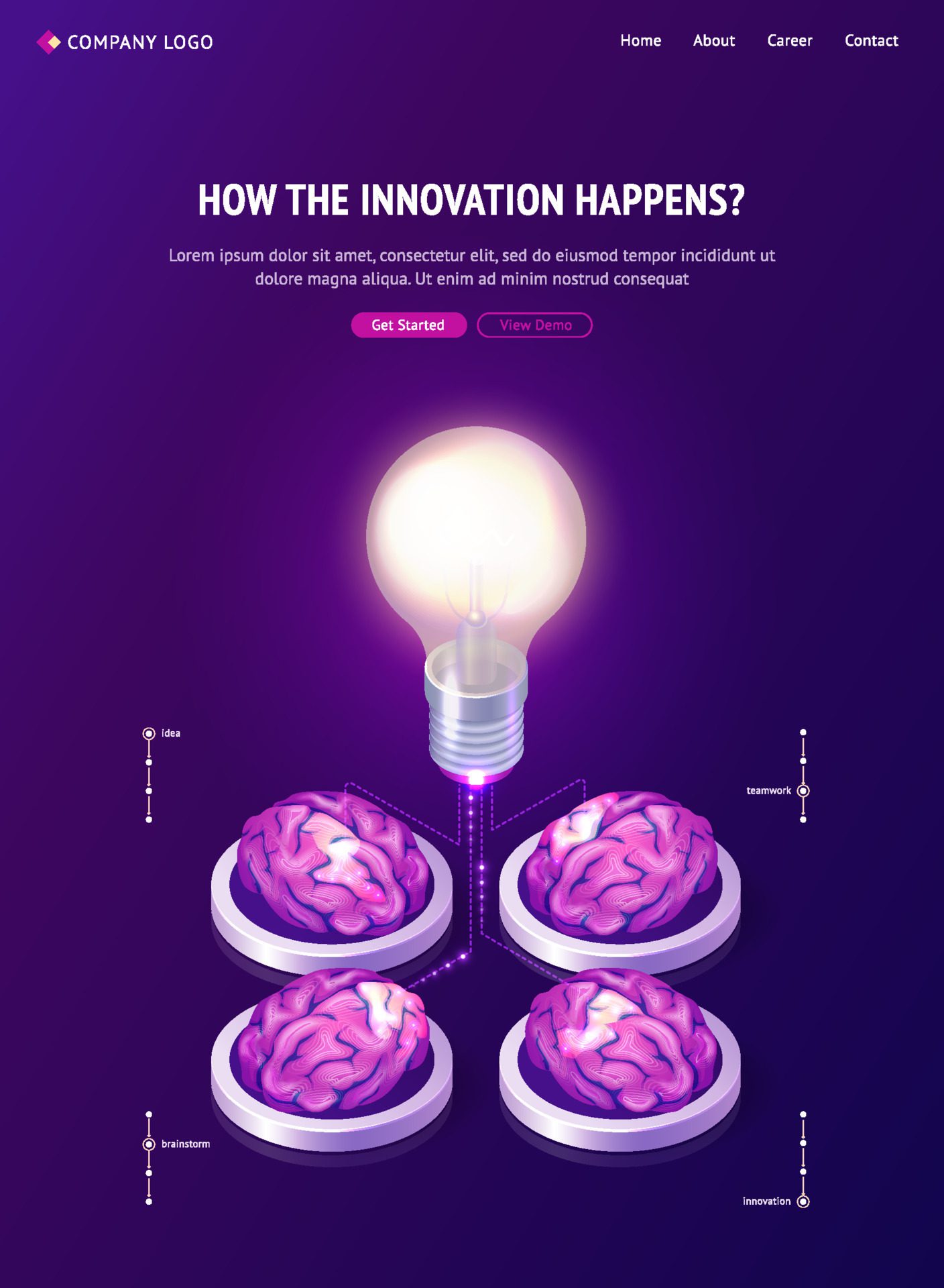 Brainstorm idea isometric landing page, web banner Free Vector