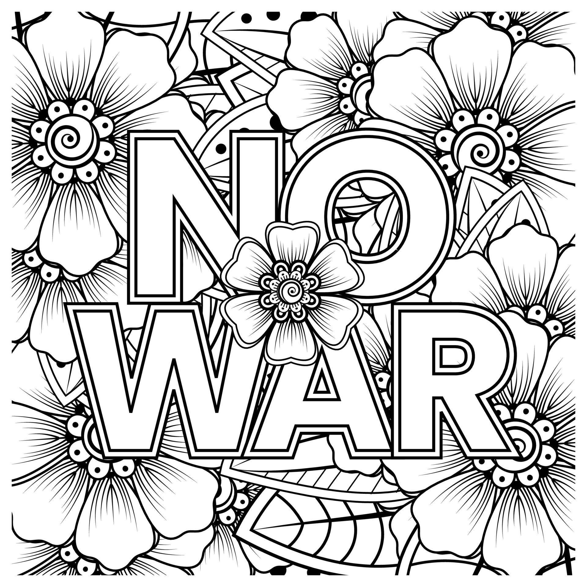 No war and stop war banner or card template with mehndi flower Stock Free