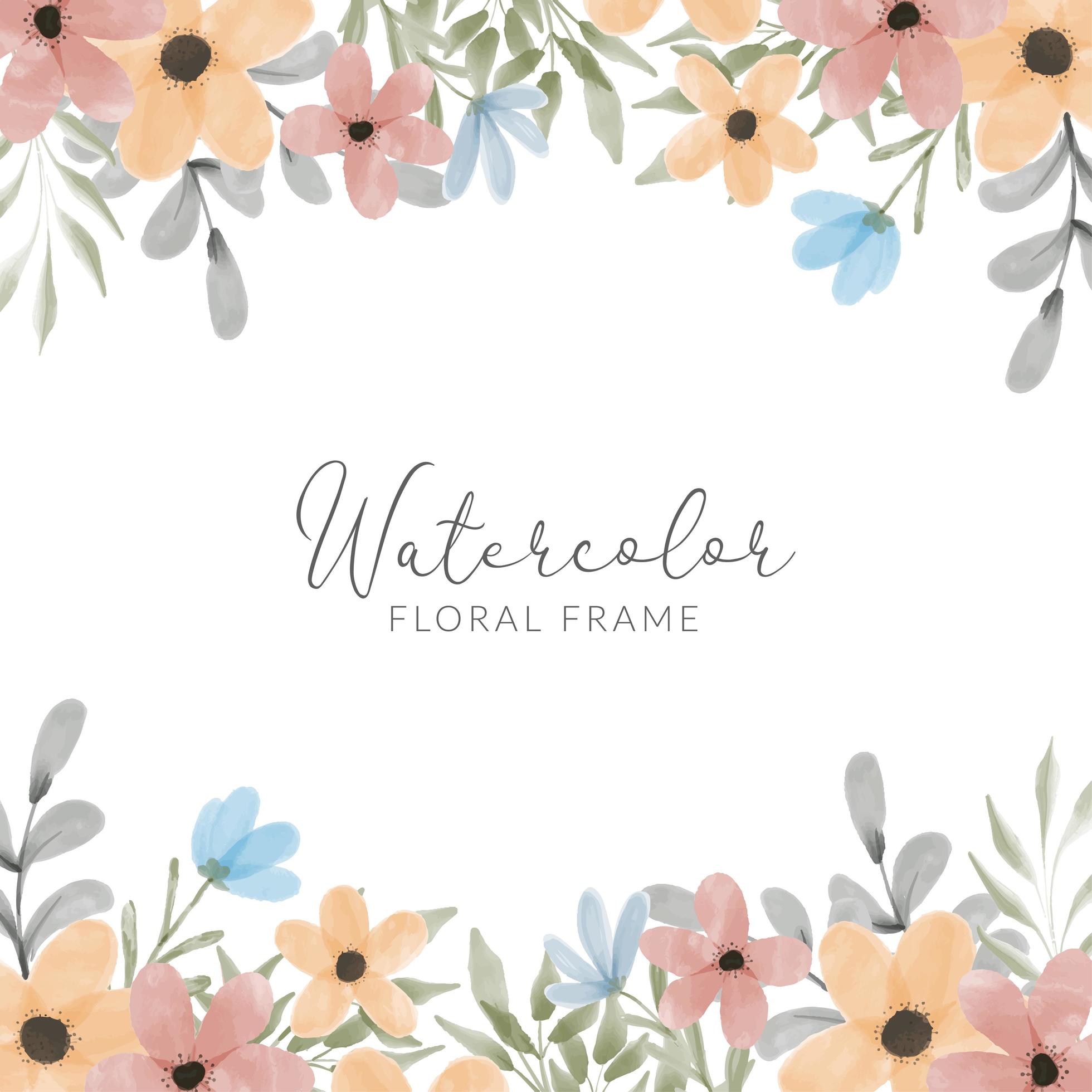 watercolor colorful petal flower square frame Stock Free