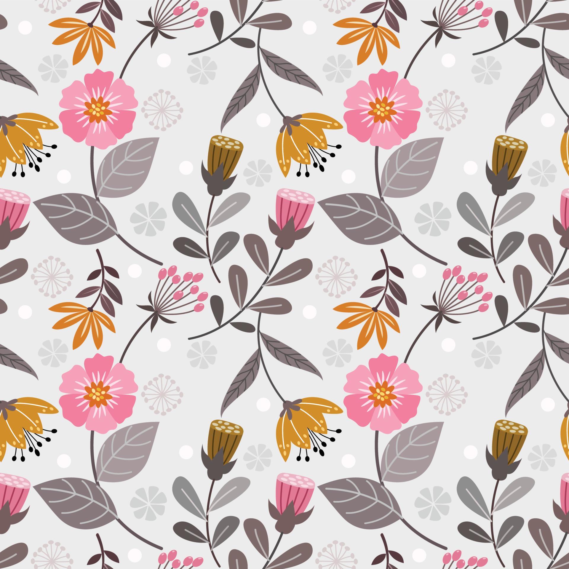 flowers design in vintage color seamless pattern. Stock Free