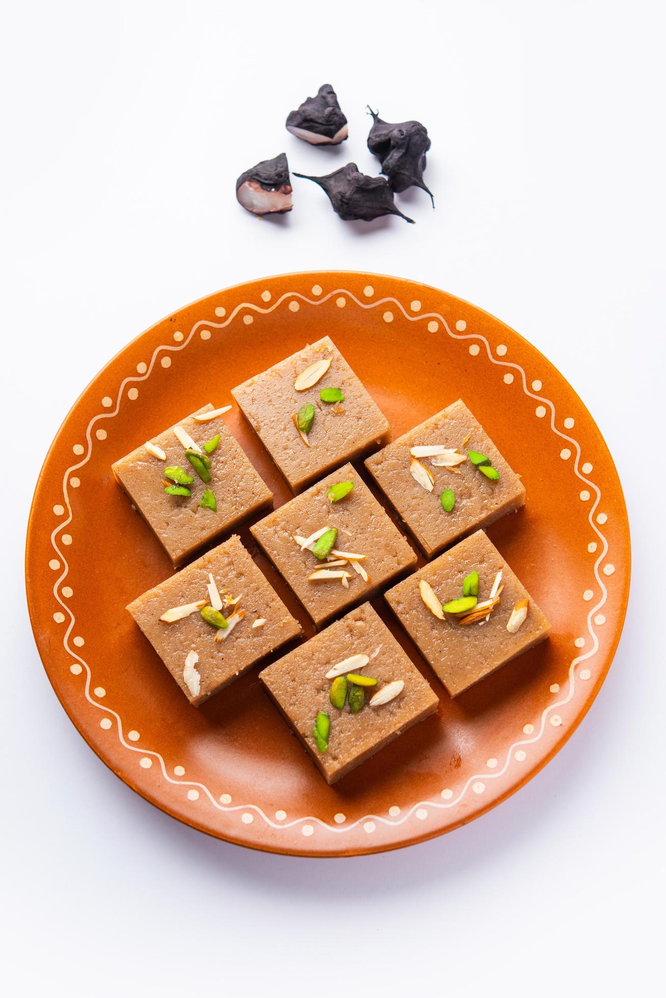 Singhara Barfi or Singhada barfi or halwa fasting or up-was food Stock Free