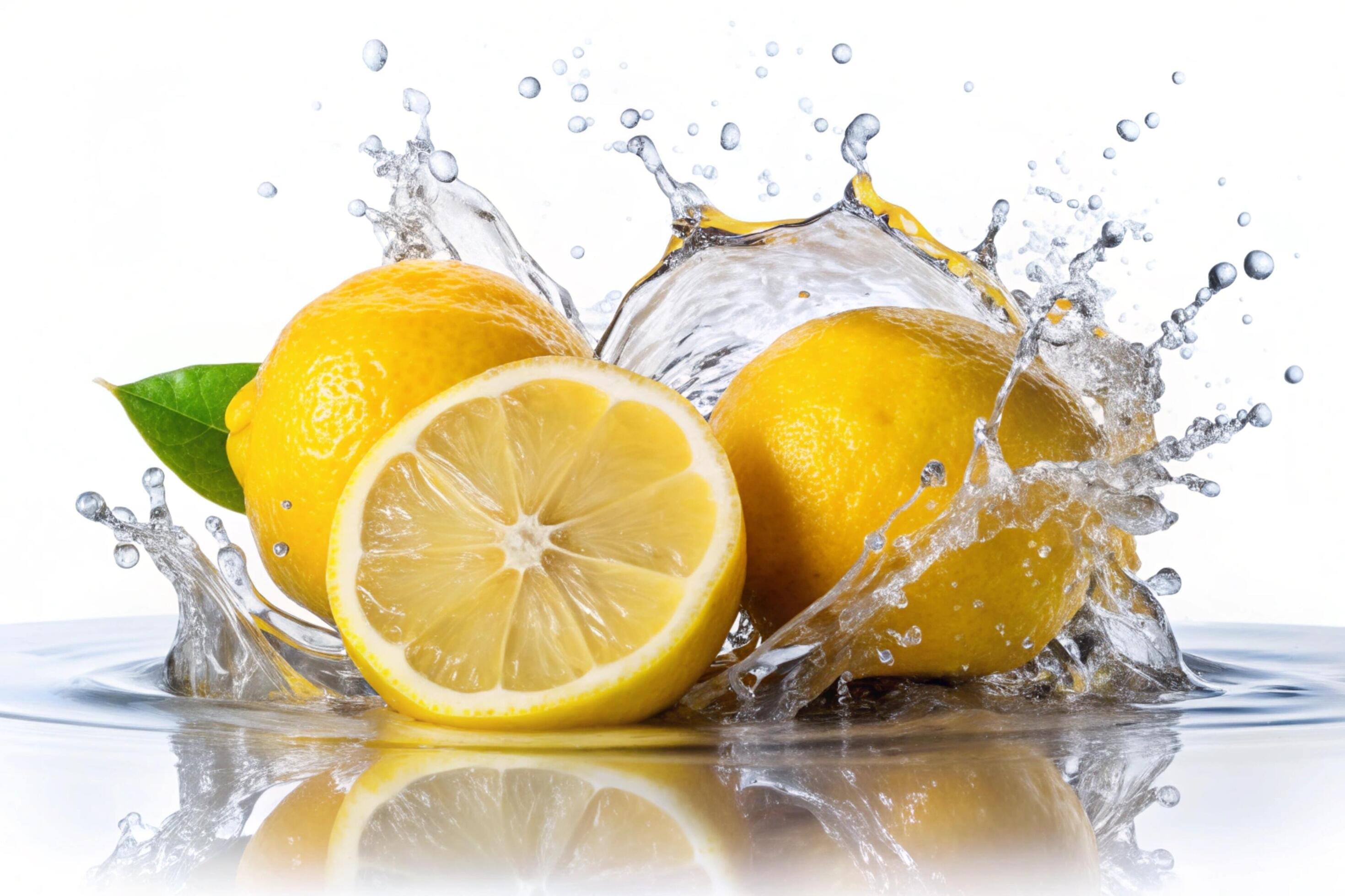 Lemon splashes on white background Stock Free