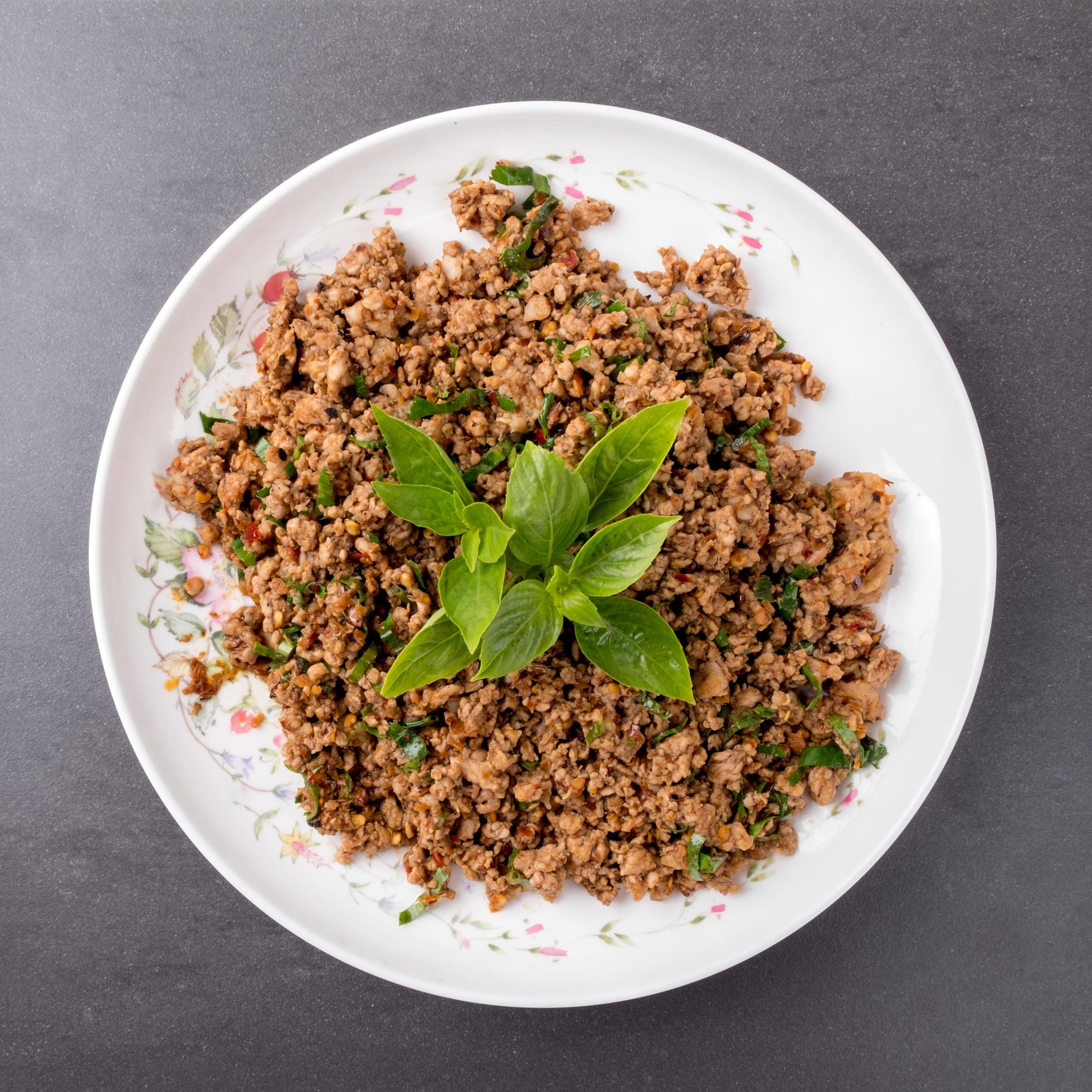 Spicy minced pork salad , Thai food Stock Free