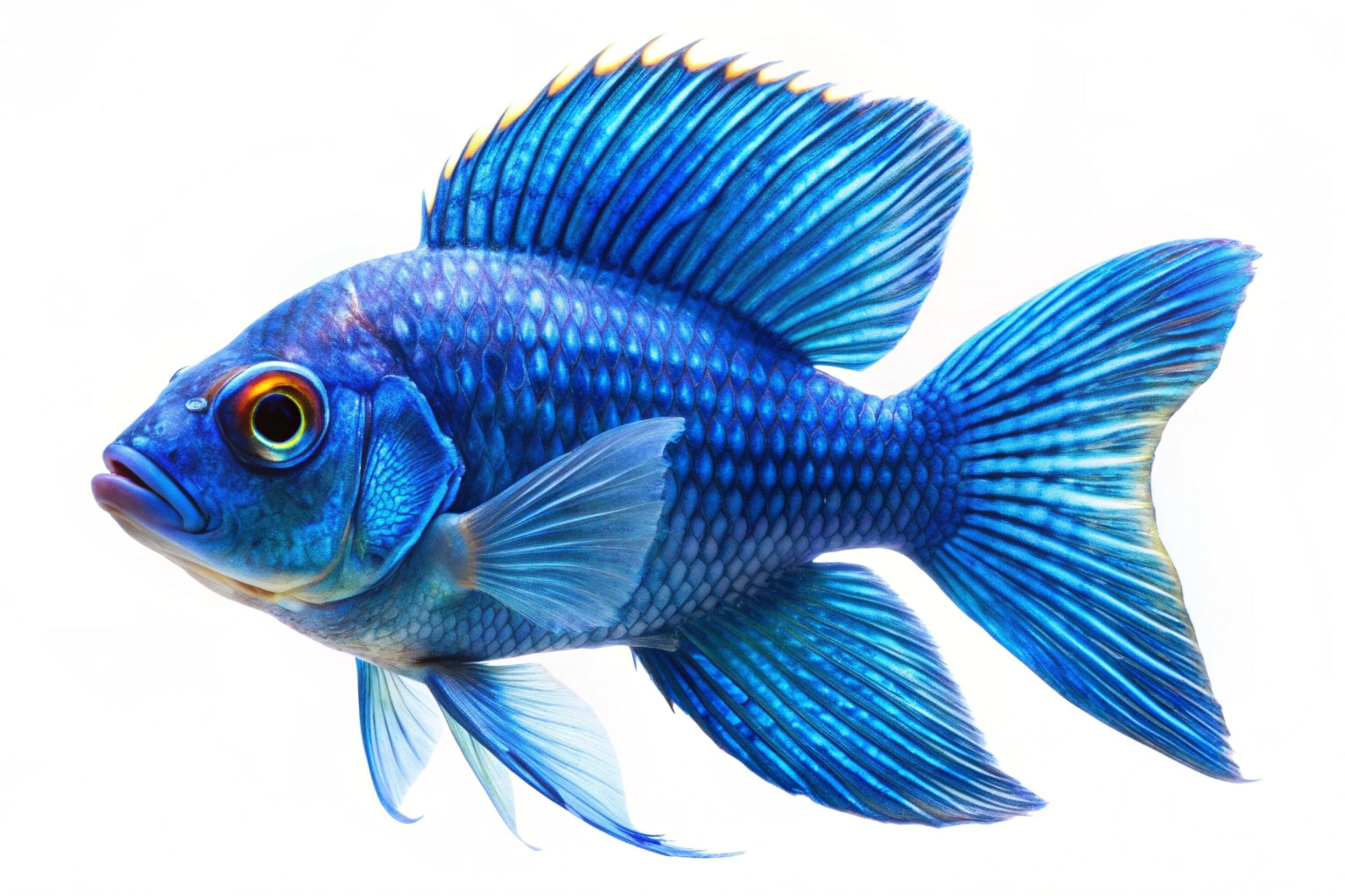 Blue ornamental fish isolated on white background Stock Free