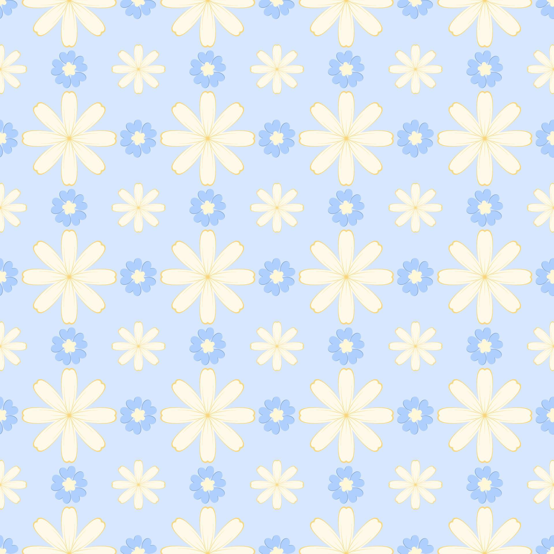 Vector background, seamless pattern of yellow flower on blue pastel background Stock Free and Free SVG