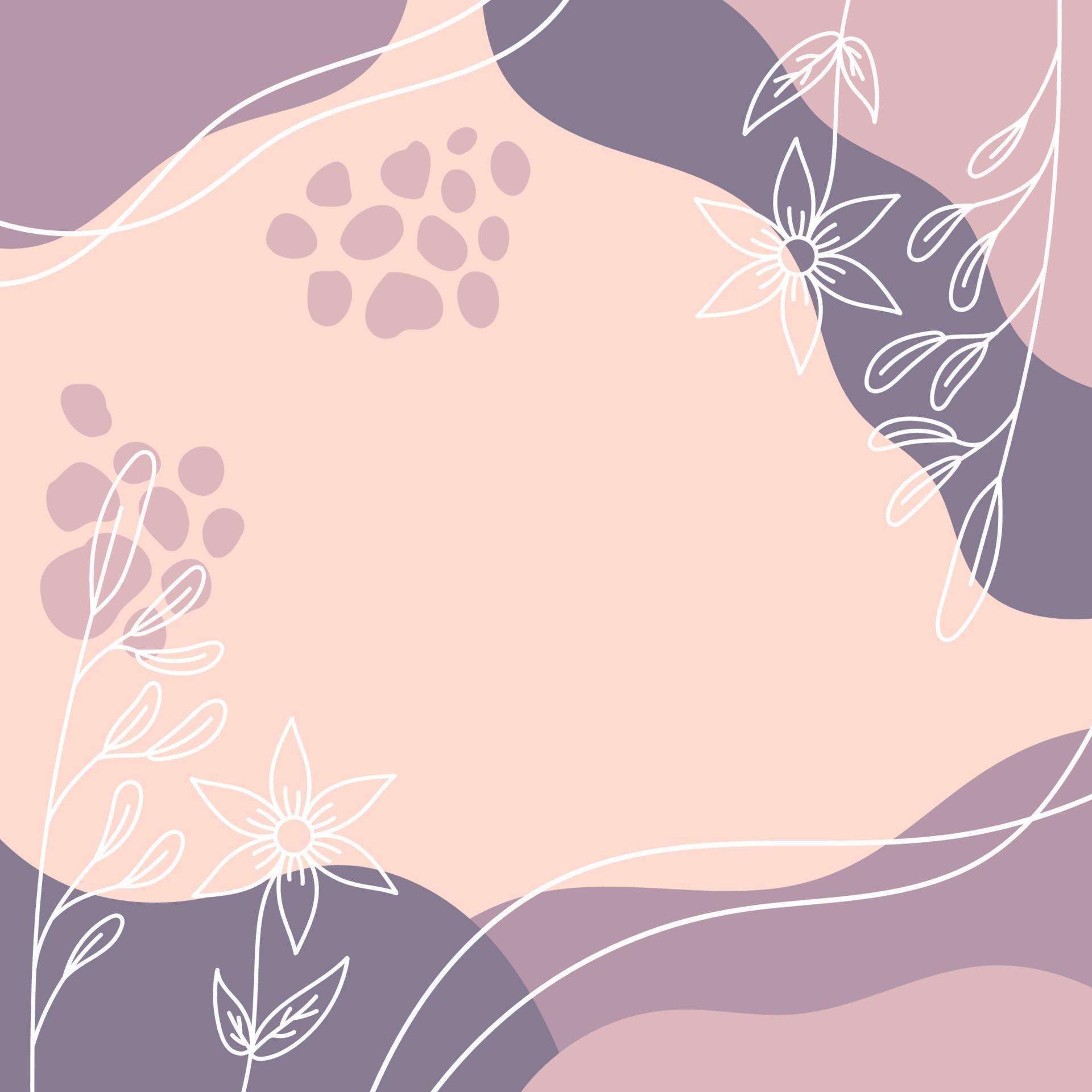 Hand drawn minimalist abstract background with flowers Stock Free