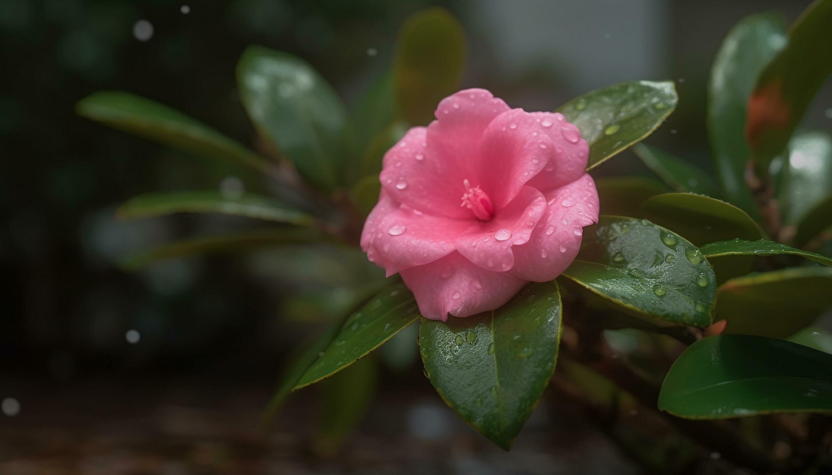 Fresh pink flower head in wet nature, close up beauty in springtime generated by AI Stock Free