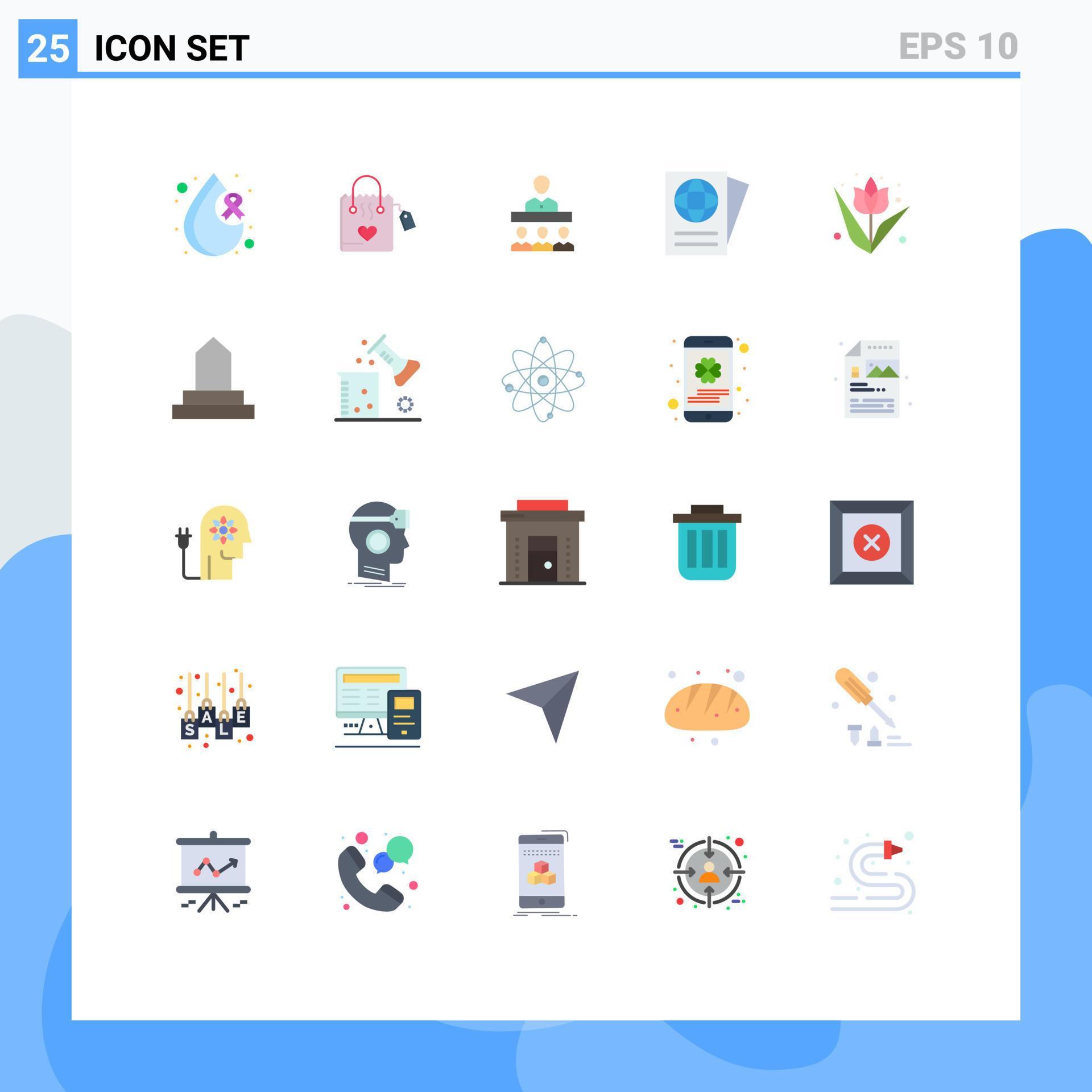 25 Creative Icons Modern Signs and Symbols of flower decoration meeting travel document Editable Vector Design Elements Stock Free