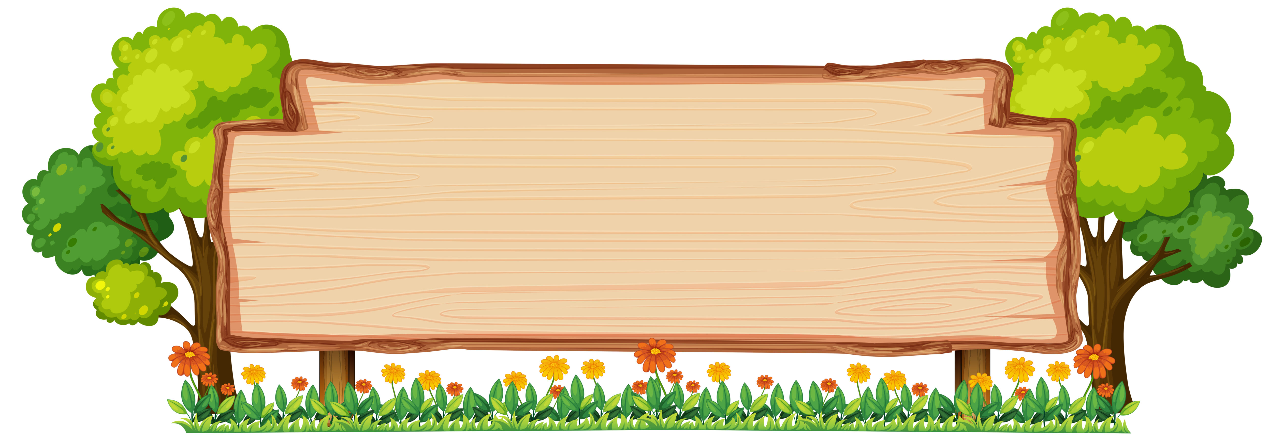 Wooden banner in nature Free Vector