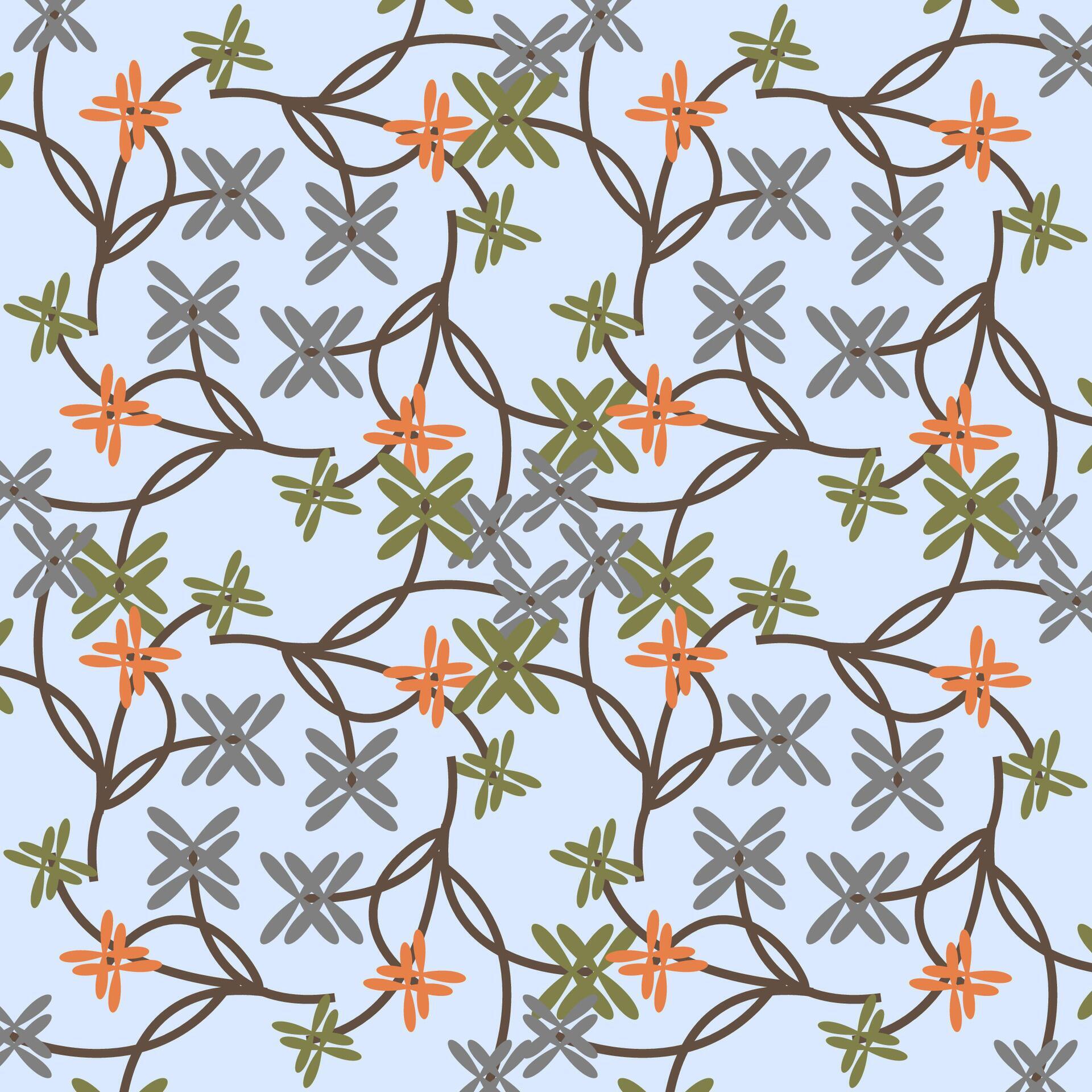 Seamless pattern with monochromatic flowers on stems in Art Deco style Stock Free