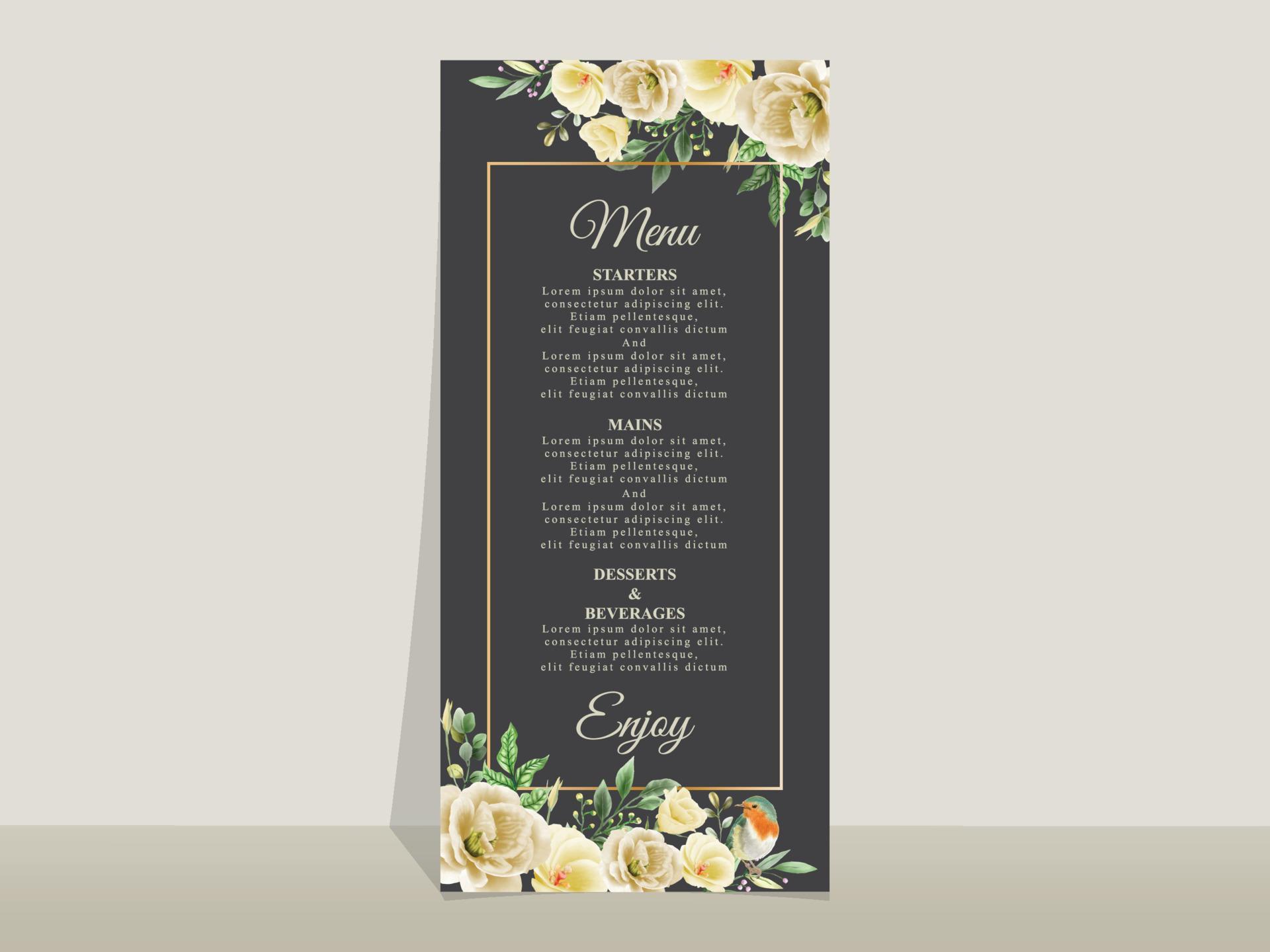 Wedding invitation card template yellow flowers theme Stock Free