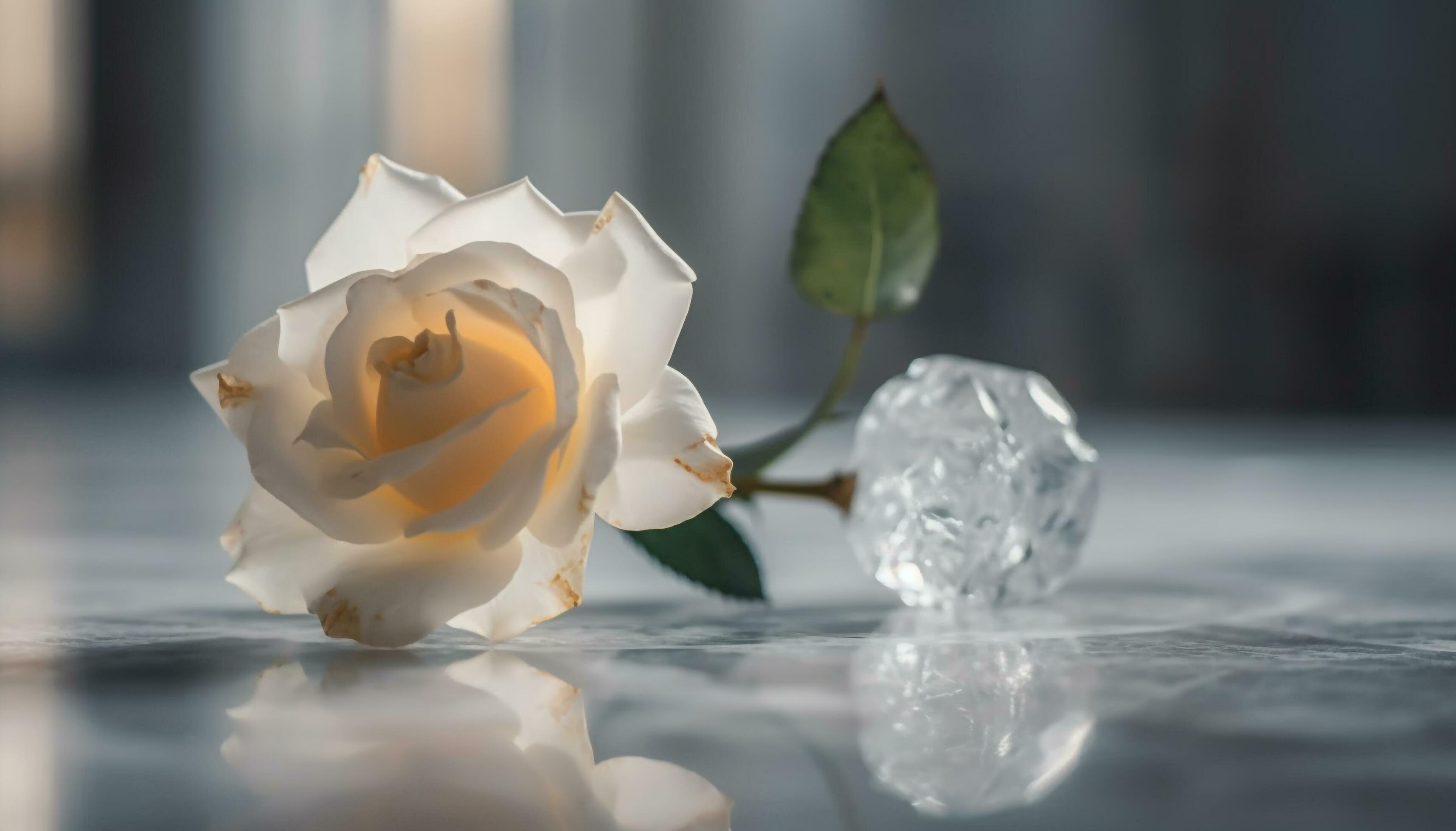 Fresh flower petals reflect elegance in crystal vase generated by AI Stock Free