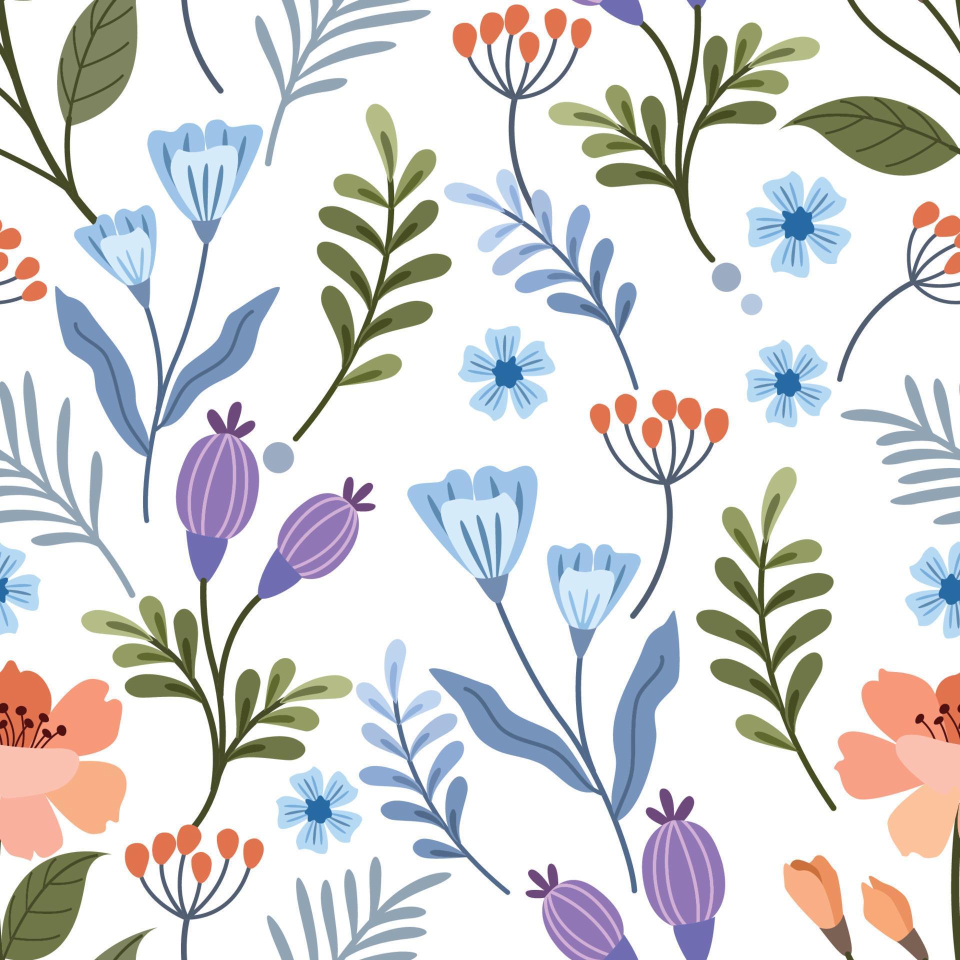 Colorful hand draw flowers seamless pattern Stock Free