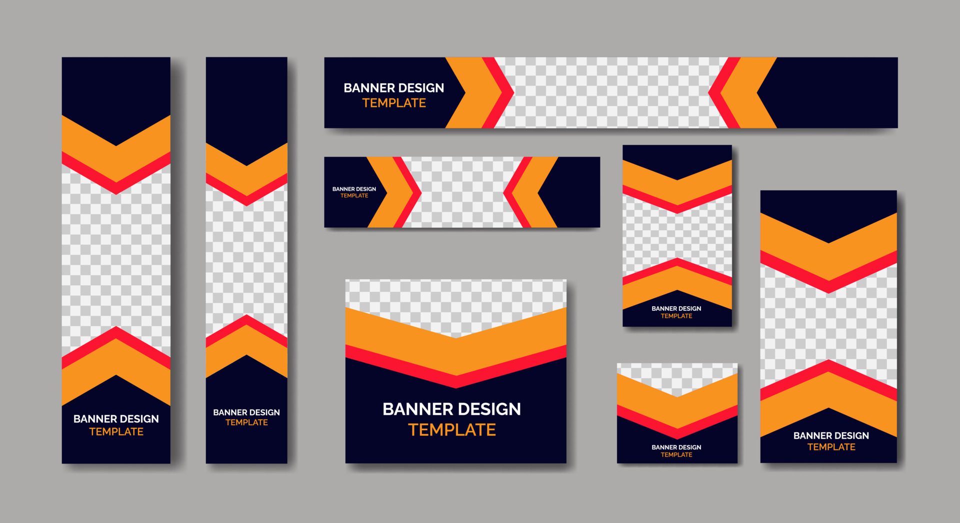 Set Of Ad Banner Template Design Free Vector