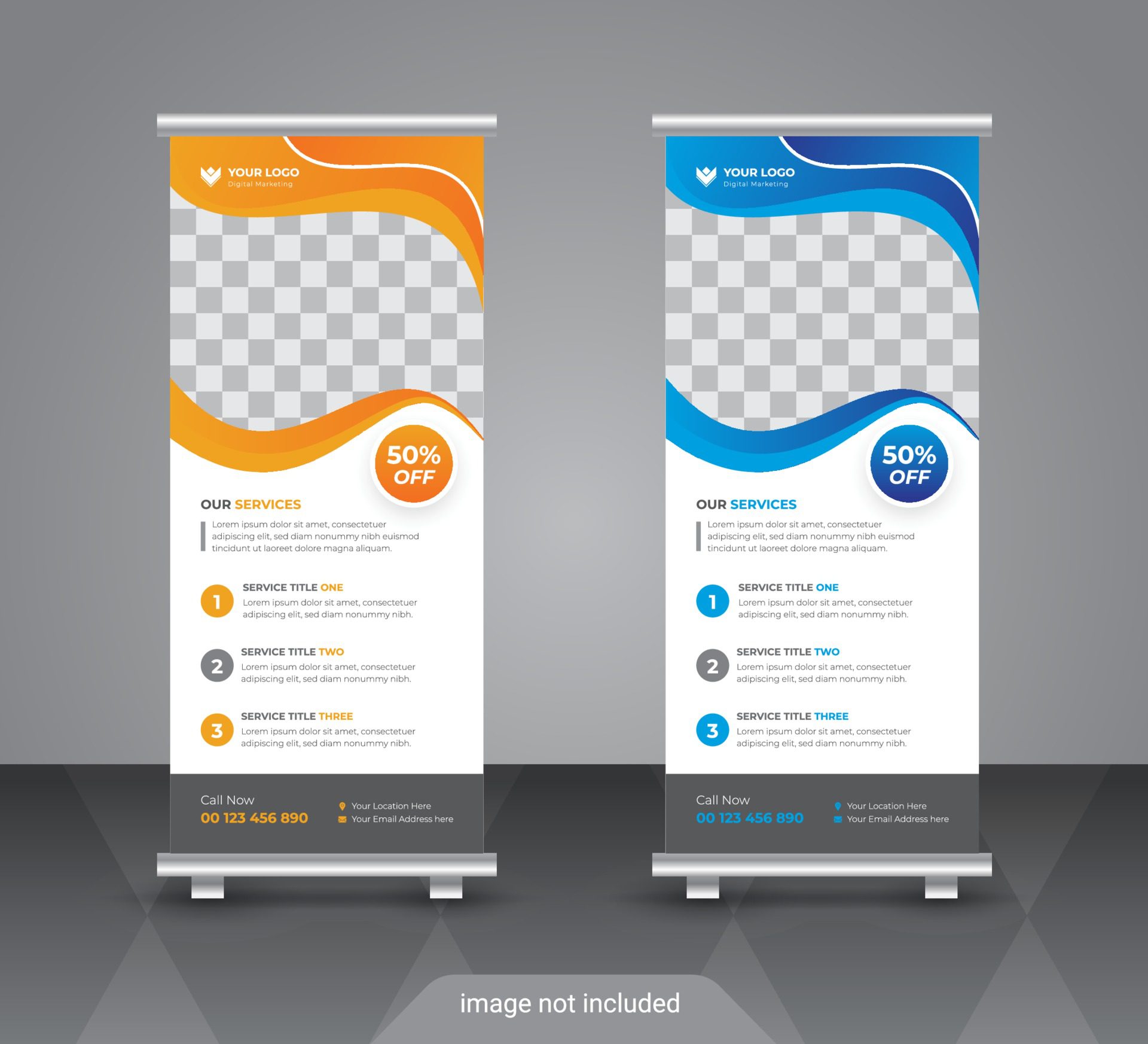 Abstract business standee roll up banner design Free Vector