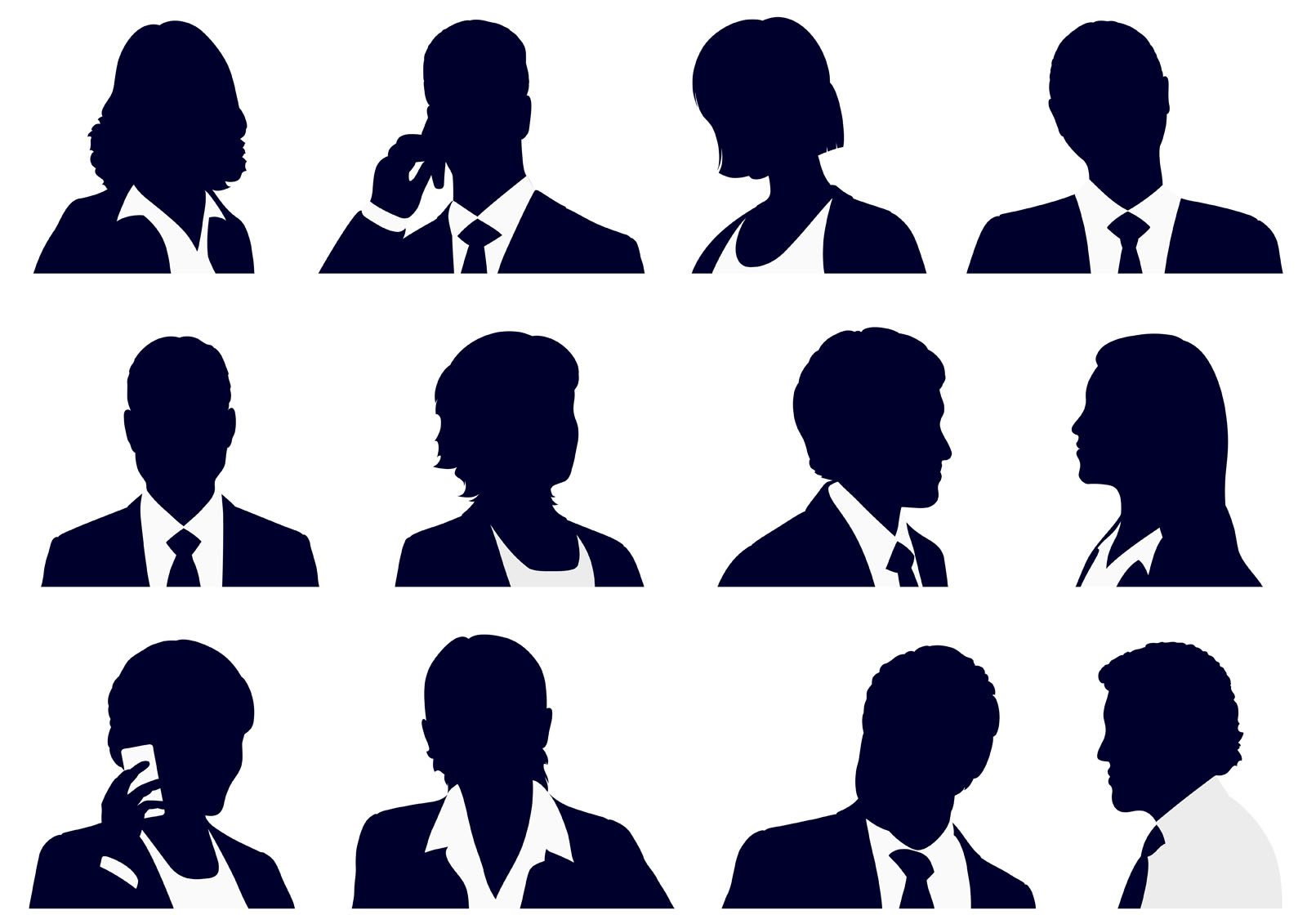 Set of business people silhouettes. Free Vector