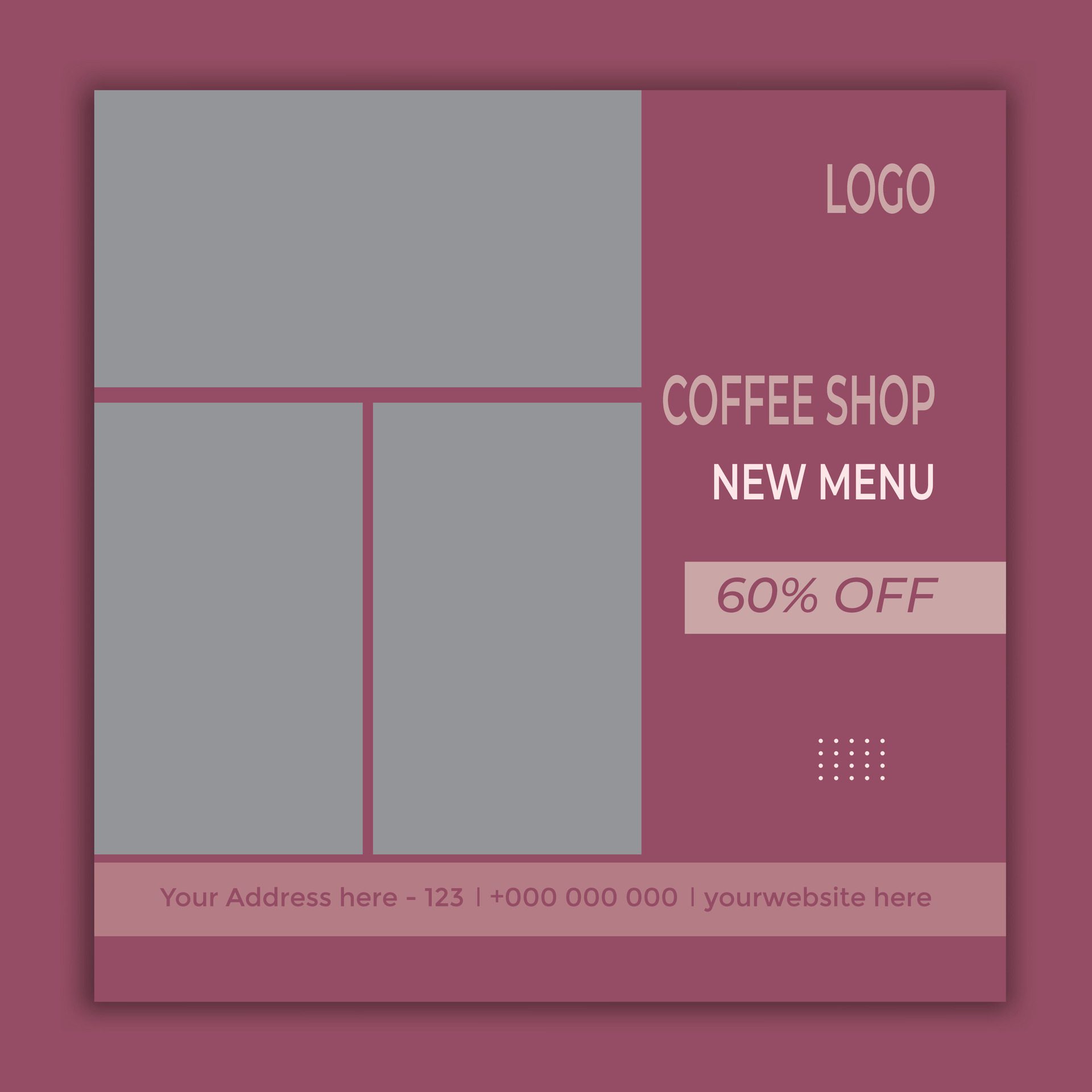 coffee drink menu sale promotional social media post banner template Free Vector