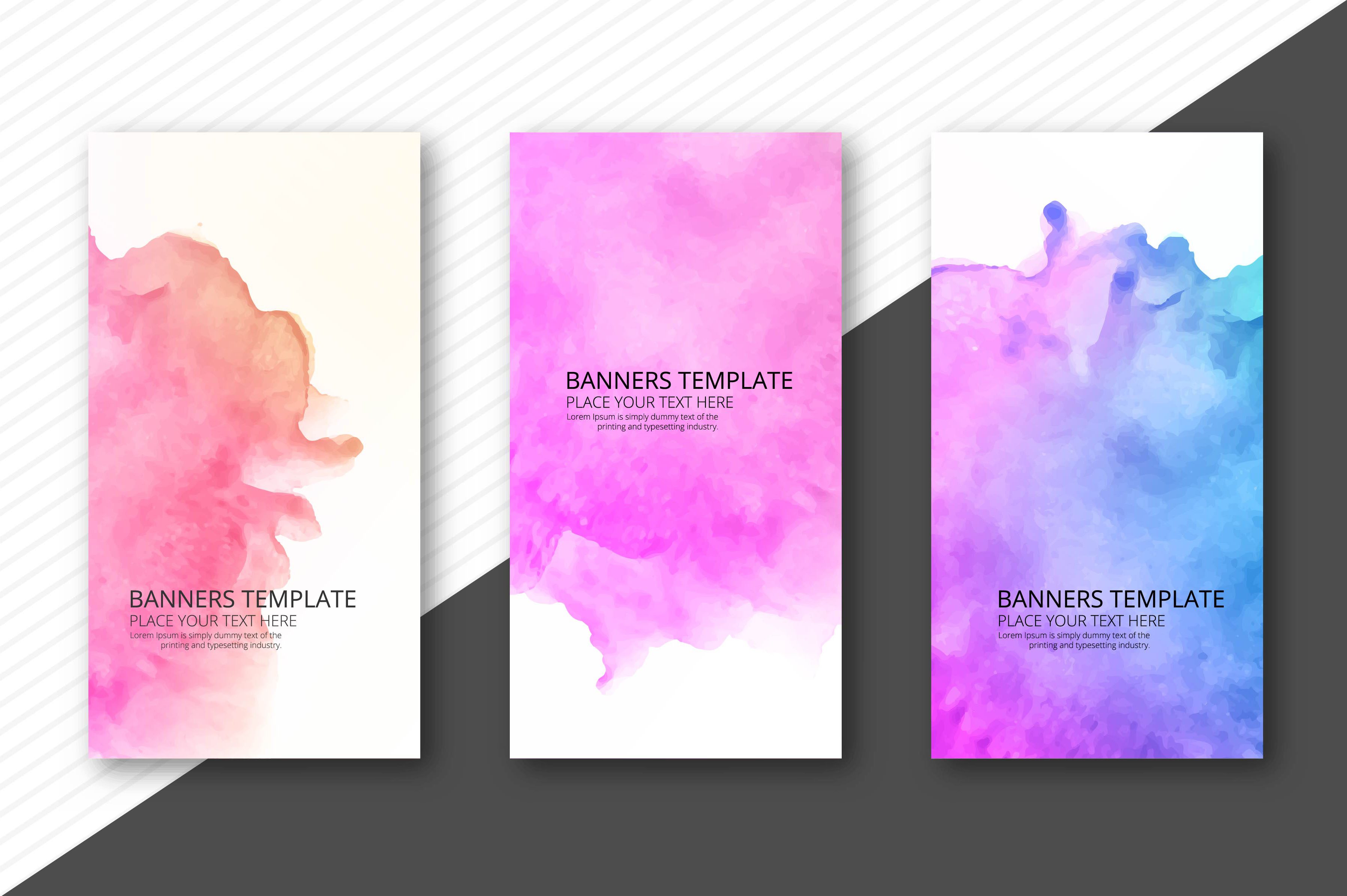 
									Abstract colorful watercolor banners set design Free Vector