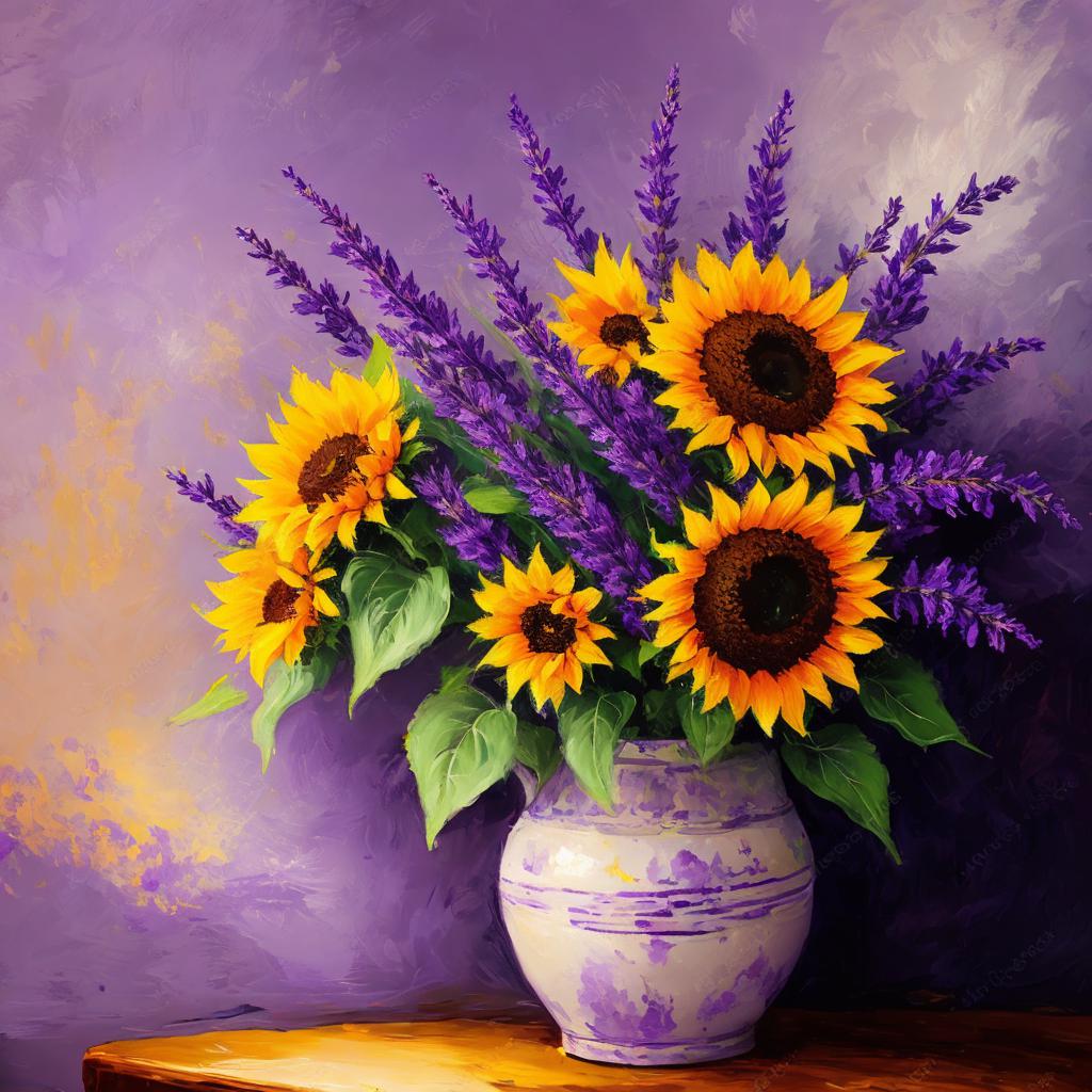 Sunflowers and lavender in by @ai_generated