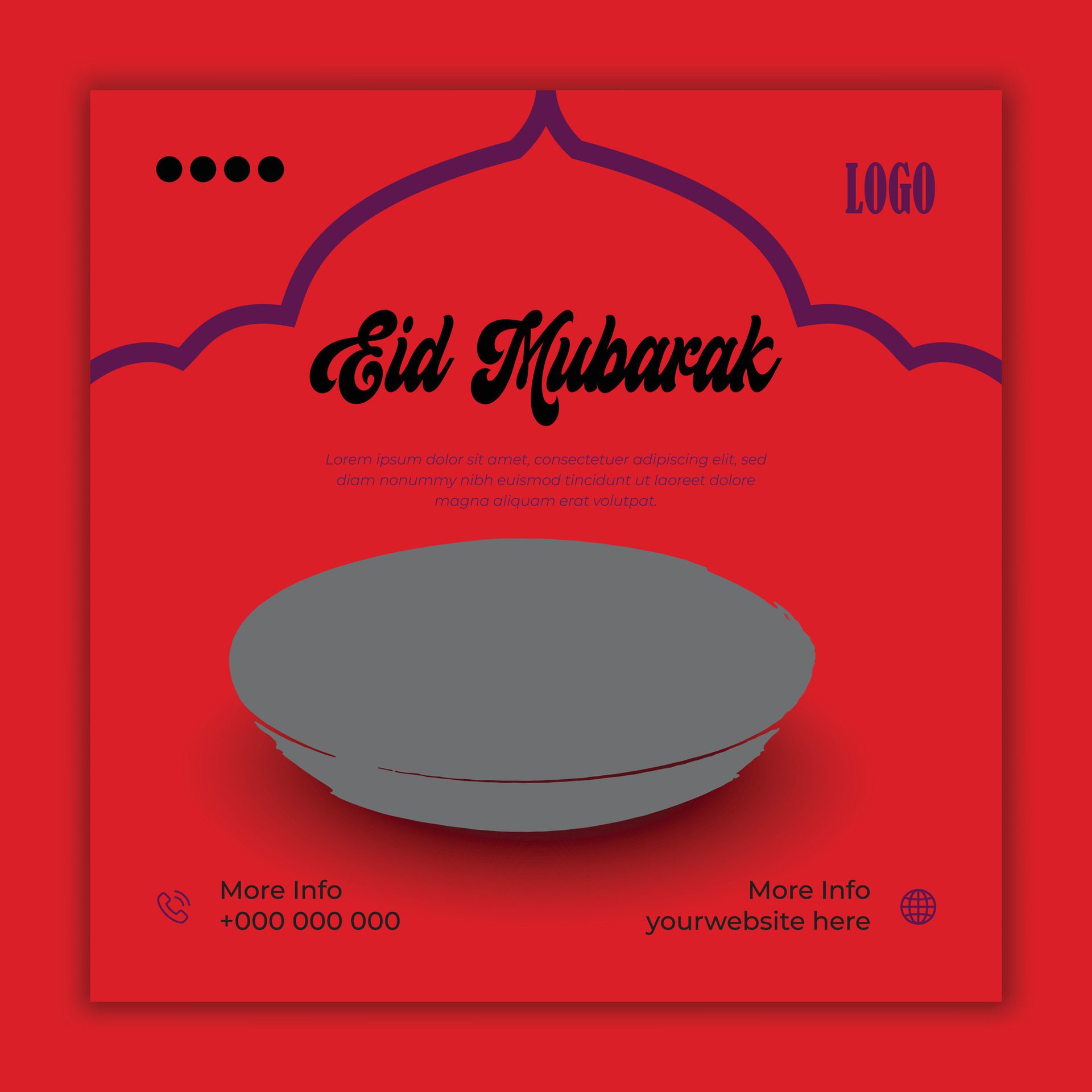 Eid Mubarak and food banner social media post template Free Vector