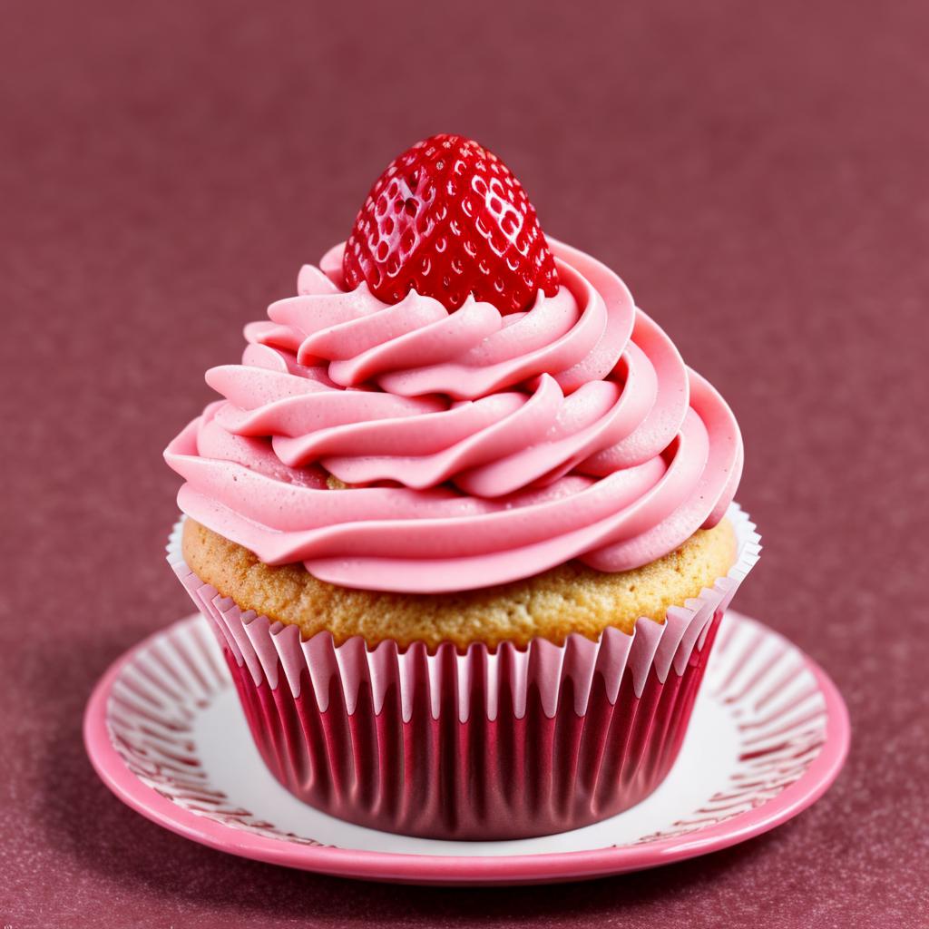 Strawberry cupcake, with red by @ai_generated