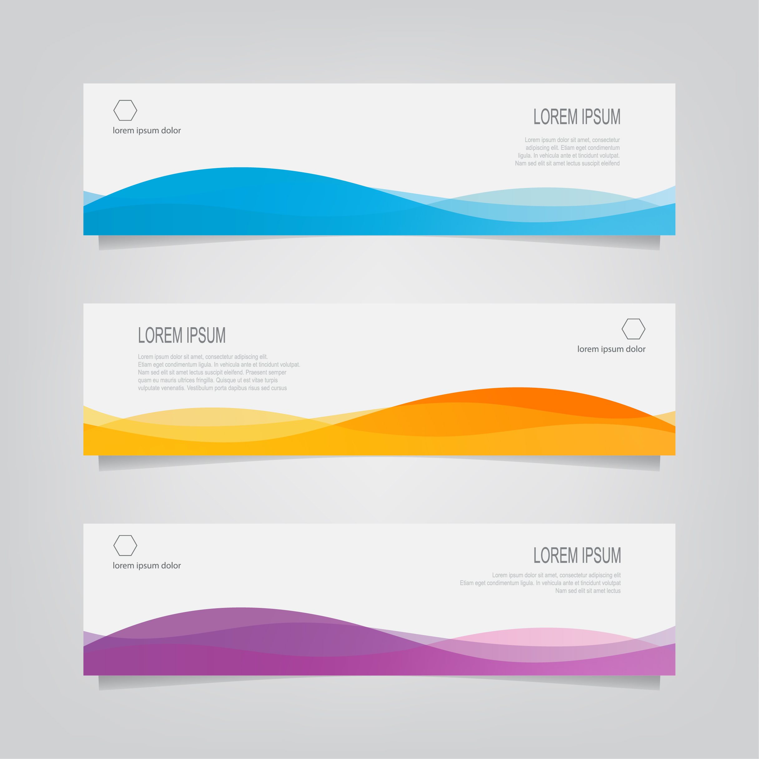 Set of horizontal abstract wavy banners Free Vector