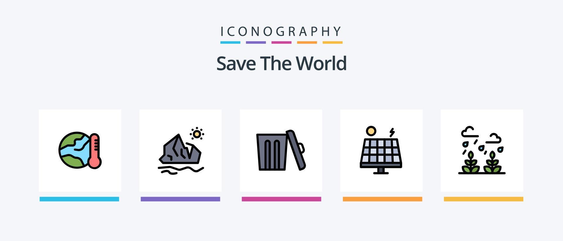 Save The World Line Filled 5 Icon Pack Including save. arrow. green. idea. environment. Creative Icons Design Stock Free