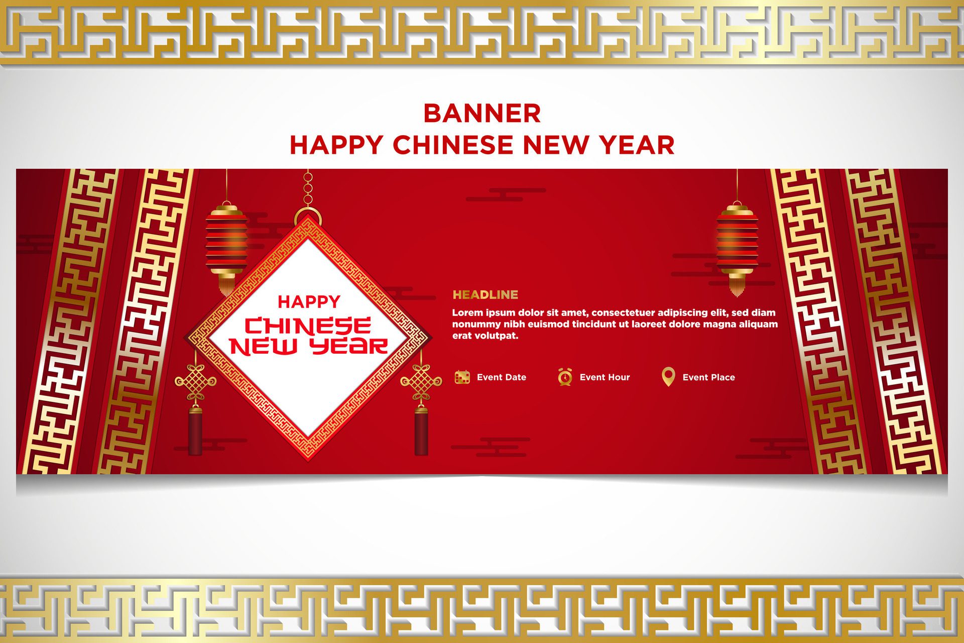 Vector Chinese New Year Festival Celebration Banner Template Free Vector