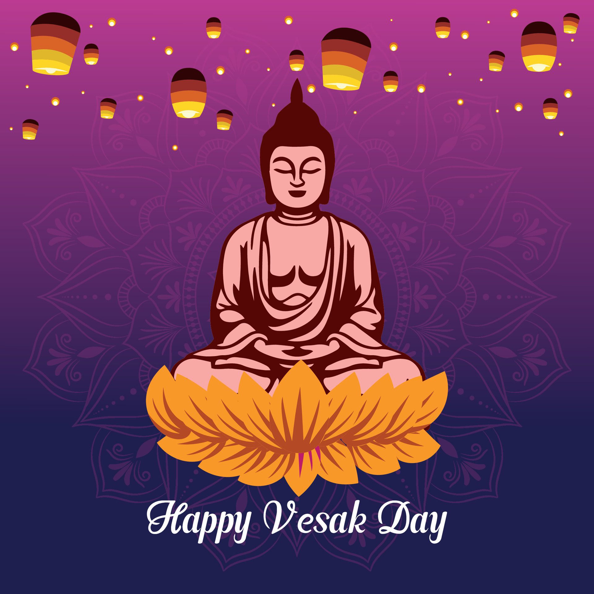 Flat vesak day illustration festival celebration and vesak day Banner Free Vector