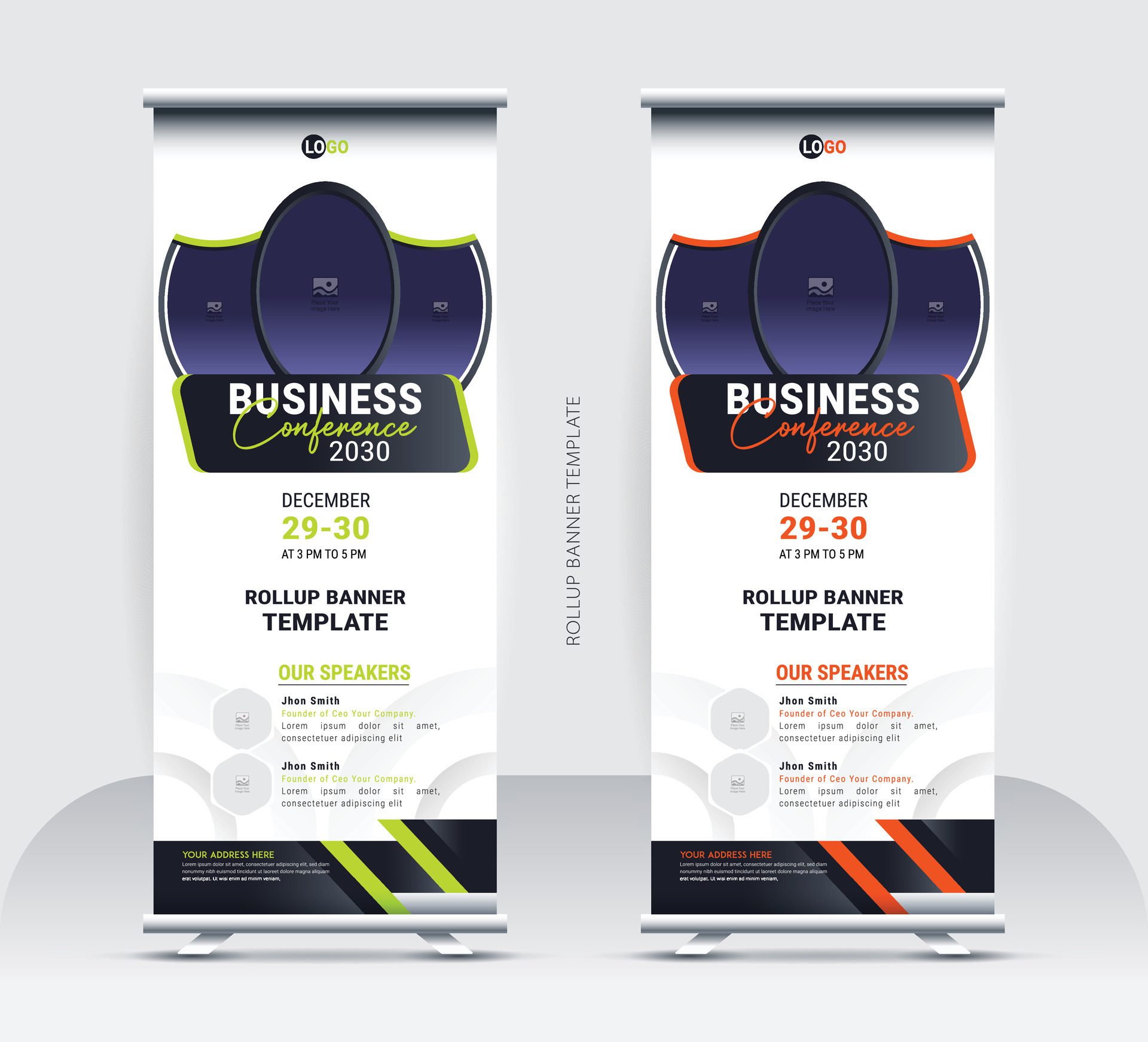 Roll-up stands banner template Free Vector