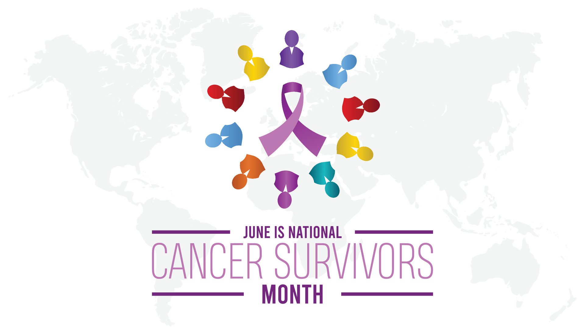 National Cancer Survivors Month observed every year in June. Template for background, banner, card, poster with text inscription. Free Vector