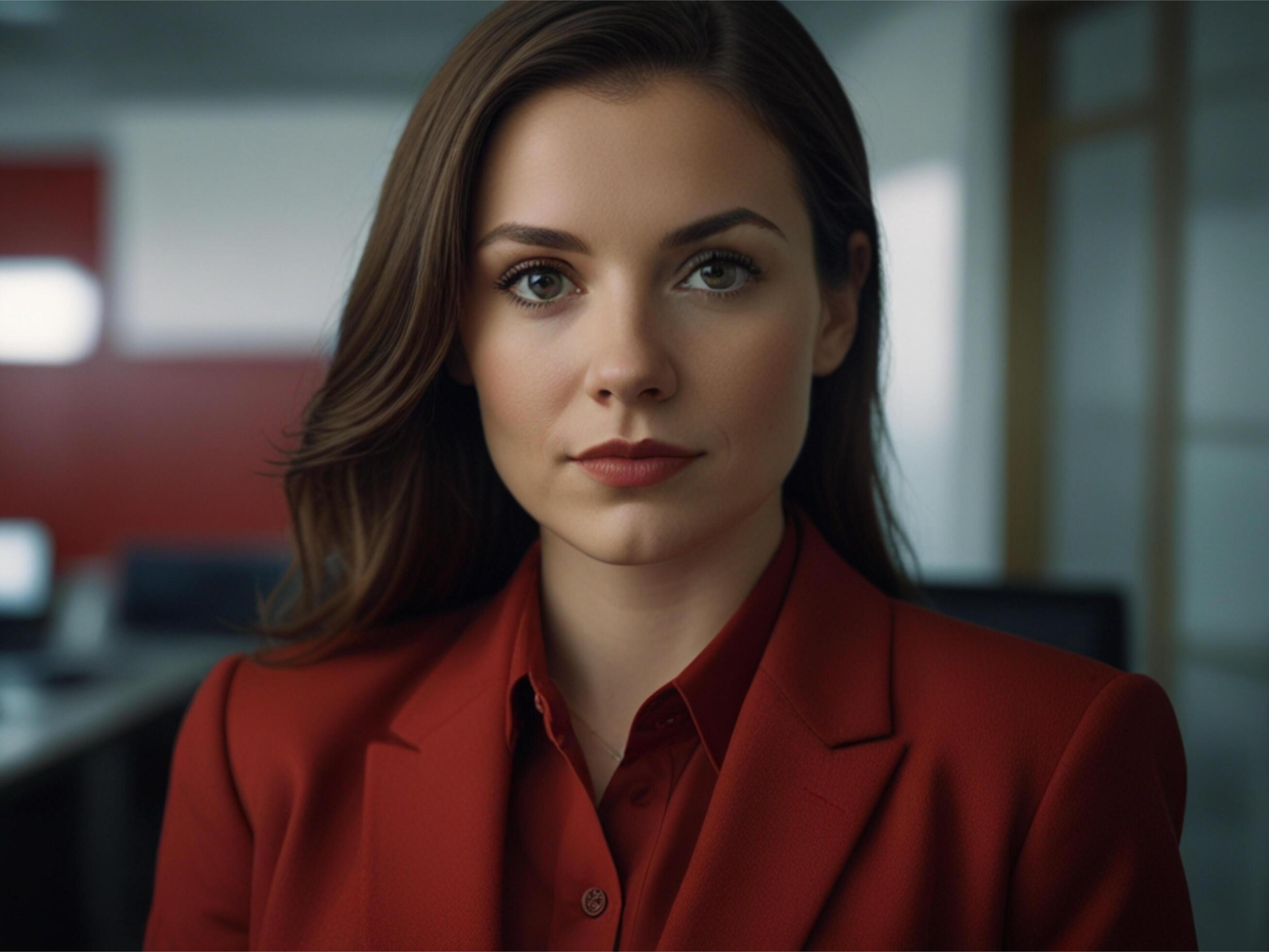 Beautiful Business woman in Red Suit Stock Free