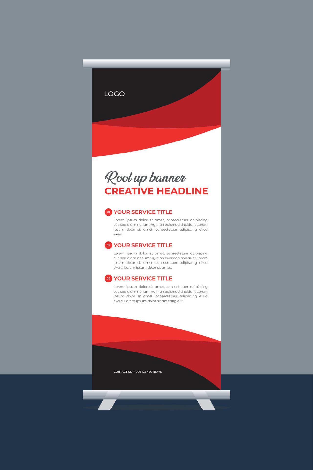 Vector roll-up banner design template Free Vector