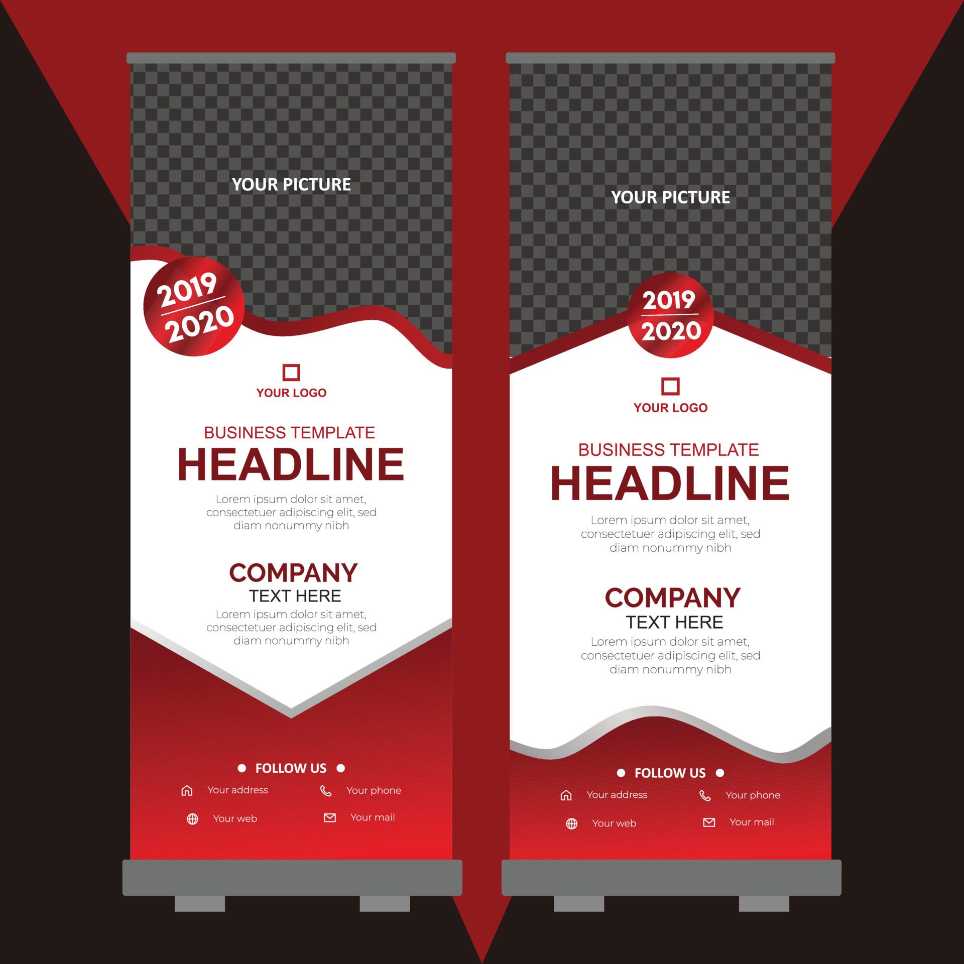 Roll up banner design template Free Vector