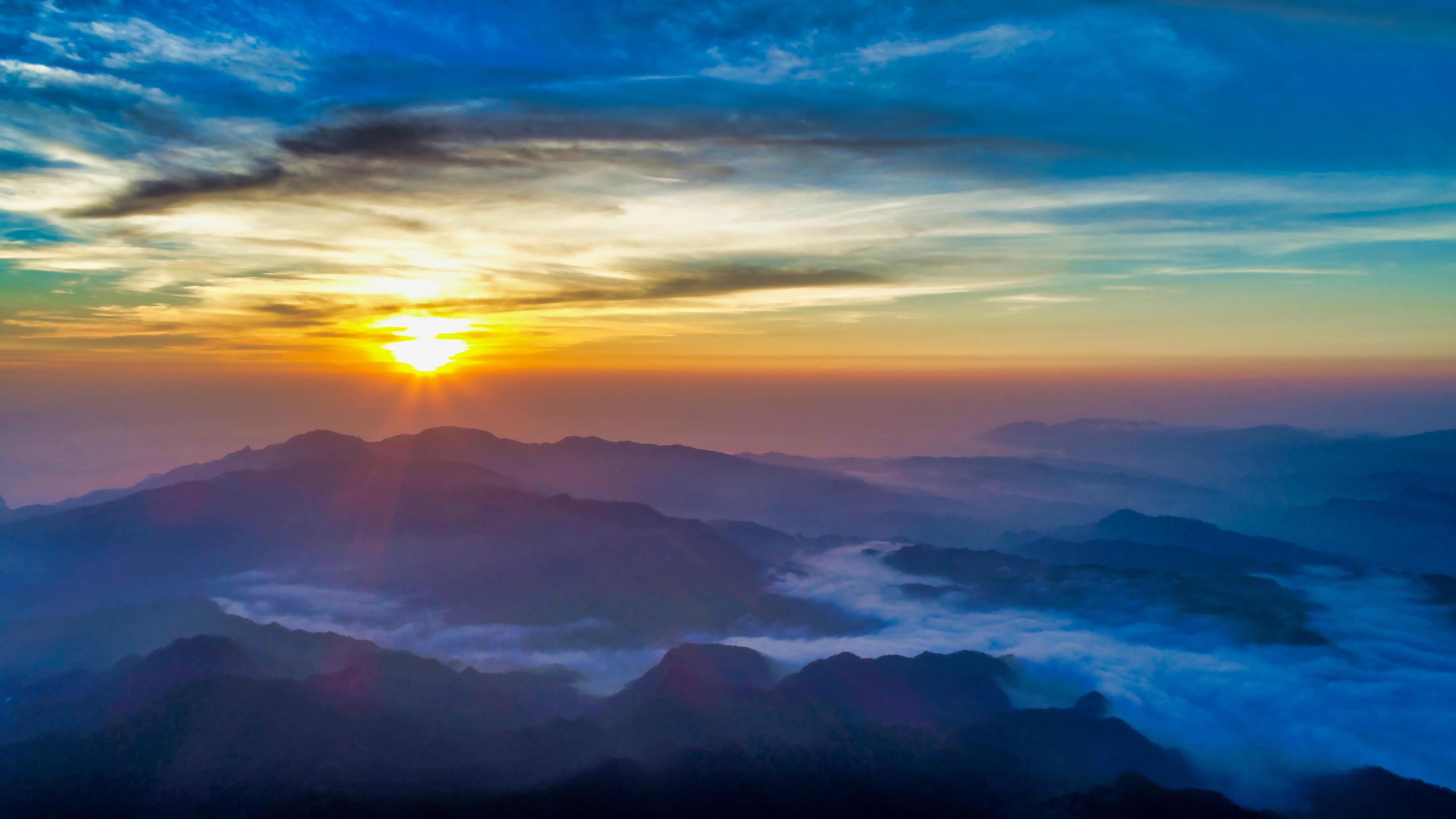 Aerial view of a sunrise over Wufenshan Stock Free